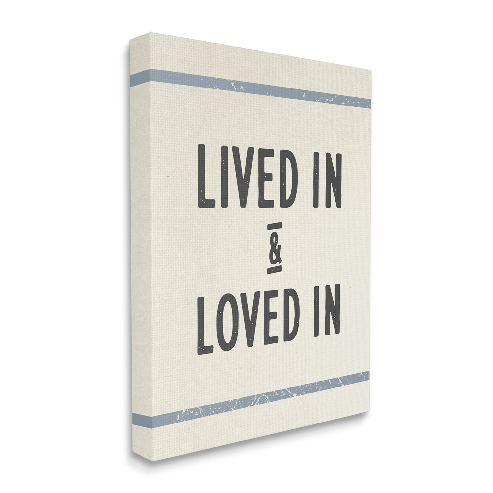 Lived In Loved In Blue Bistro Stripe Canvas Wall Art