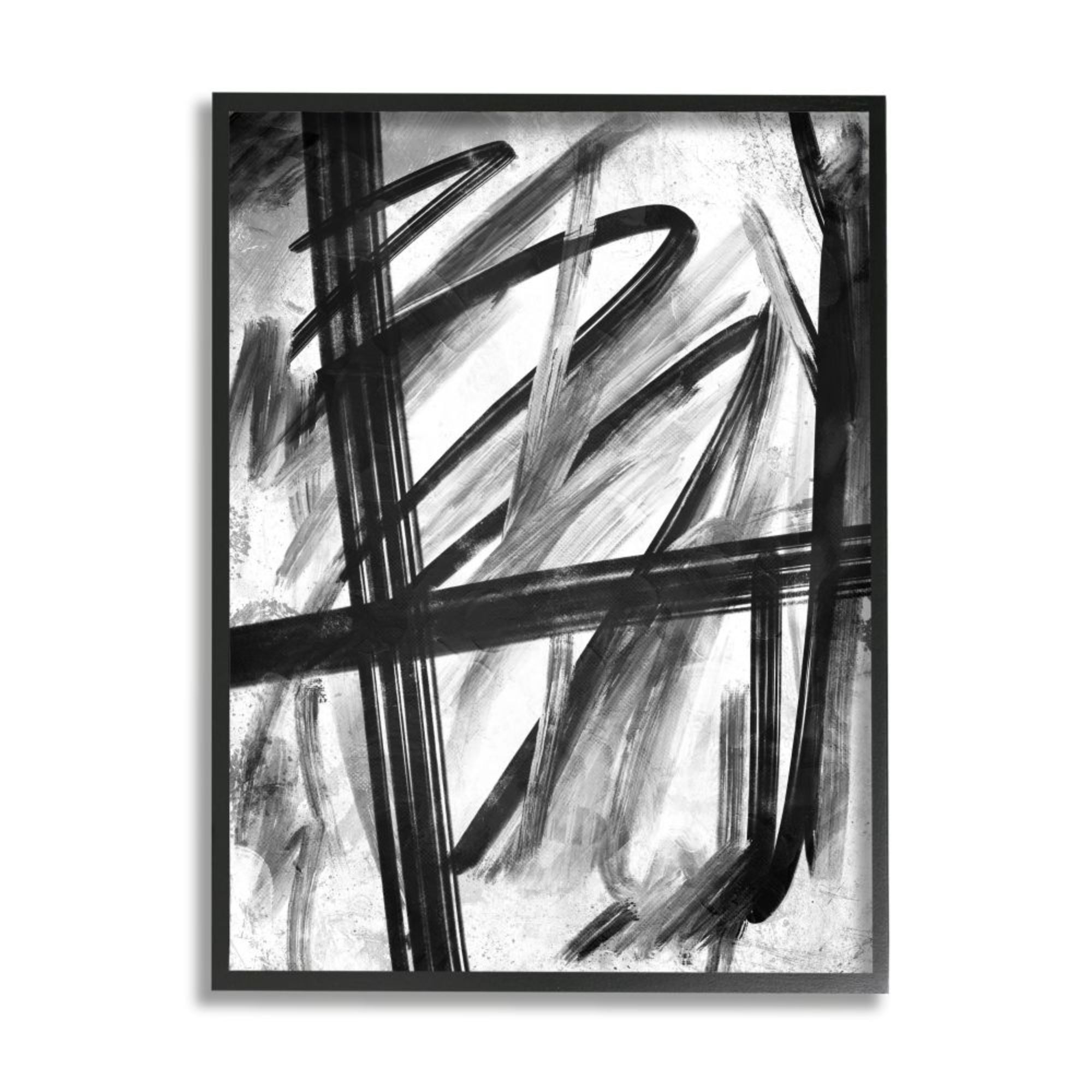 Stupell Industries Lively Abstract Linework Black and White Design Design by Onrei, 11" x 14", Black Framed