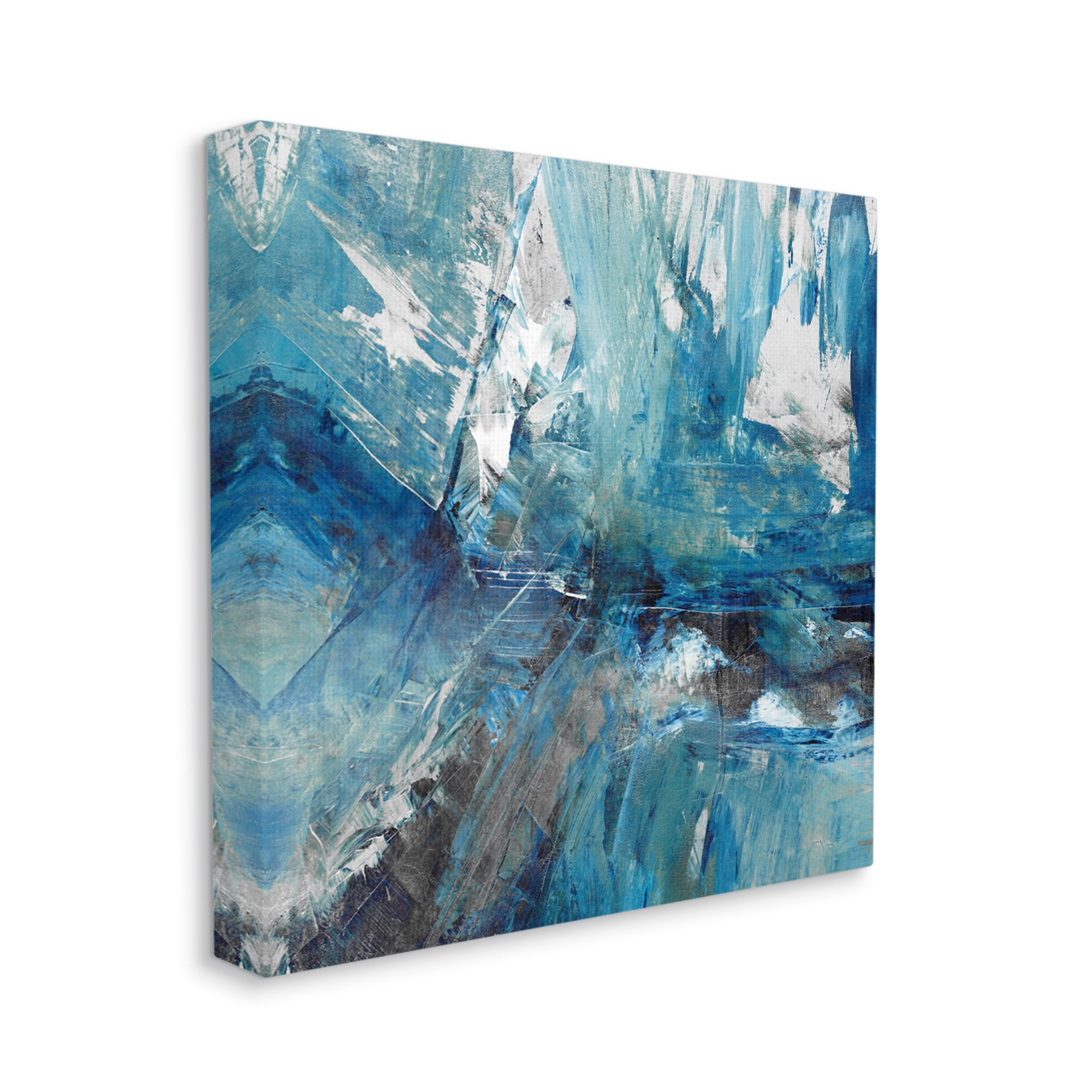 Stupell Industries Lively Blue Paint Movement Abstract Bold Composition Abstract Painting Gallery Wrapped Canvas Print Wall Art, 24 x 24