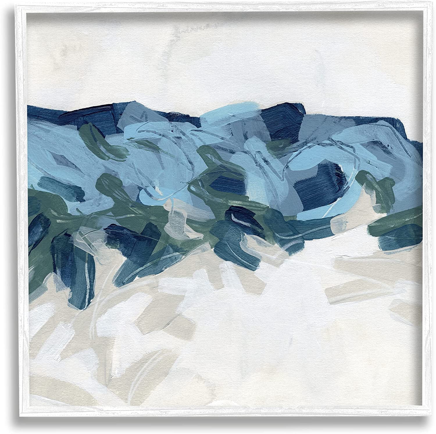 Stupell Industries Lively Coastal Tide Abstraction Chaotic Wave Shapes Abstract Painting White Framed Art Print Wall Art, 12 x 12