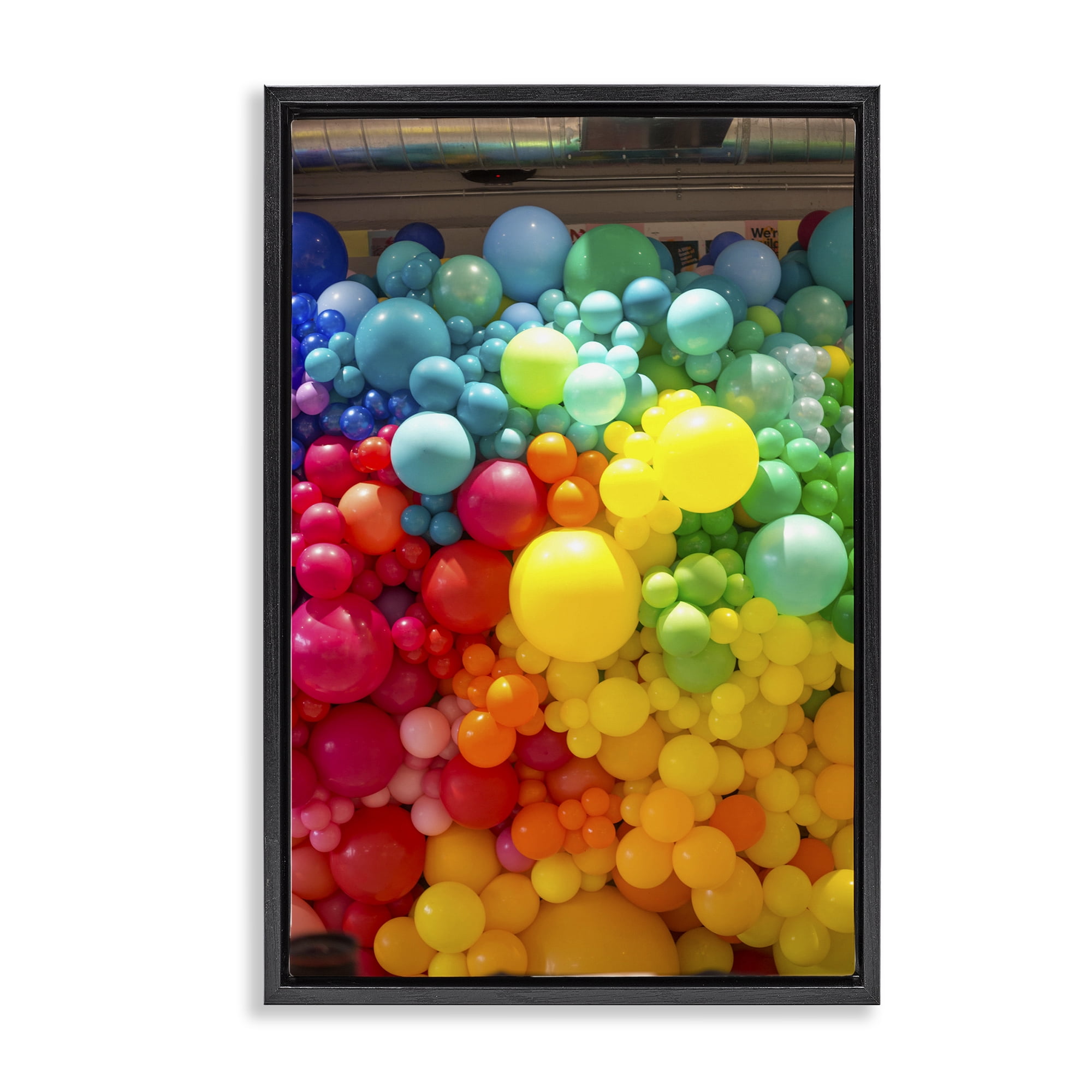 Stupell Industries Lively Colorful Balloons Black Framed Floater Canvas Wall Art, design by LISH Creative