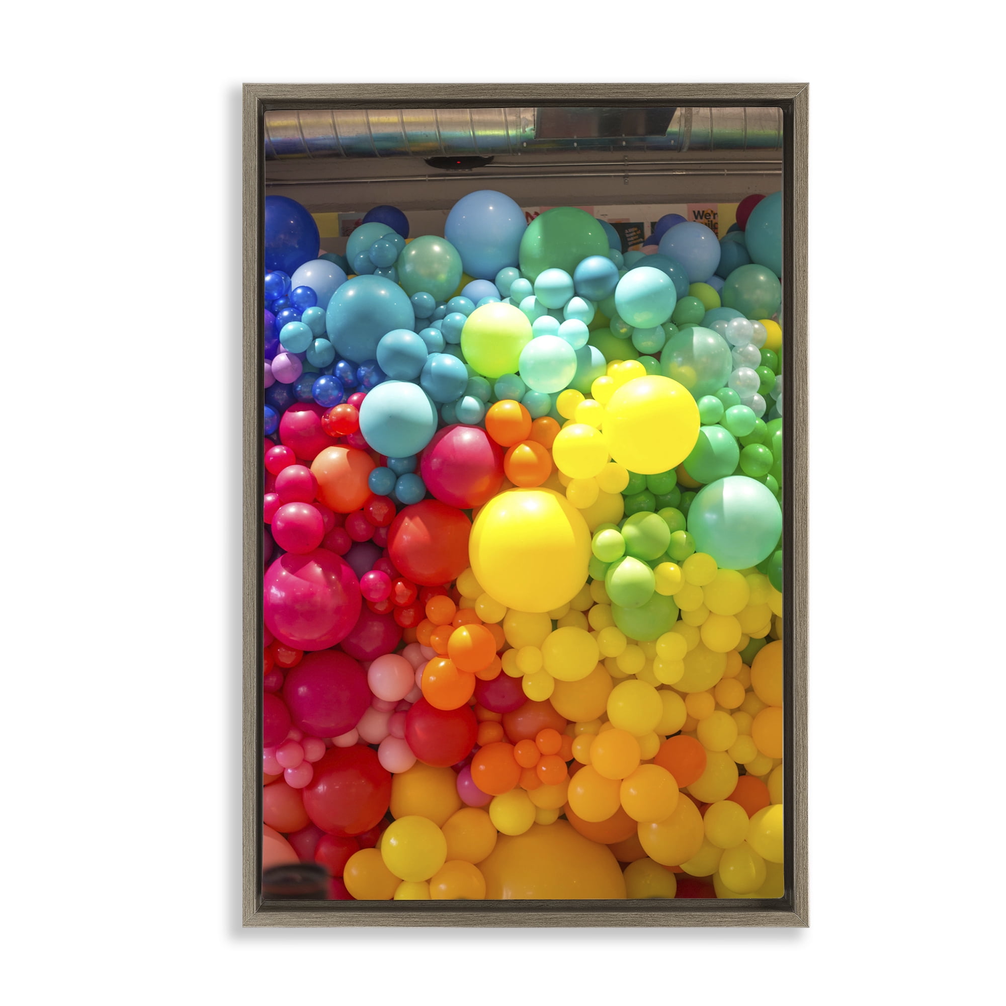 Stupell Industries Lively Colorful Balloons Brown Framed Floater Canvas Wall Art, design by LISH Creative