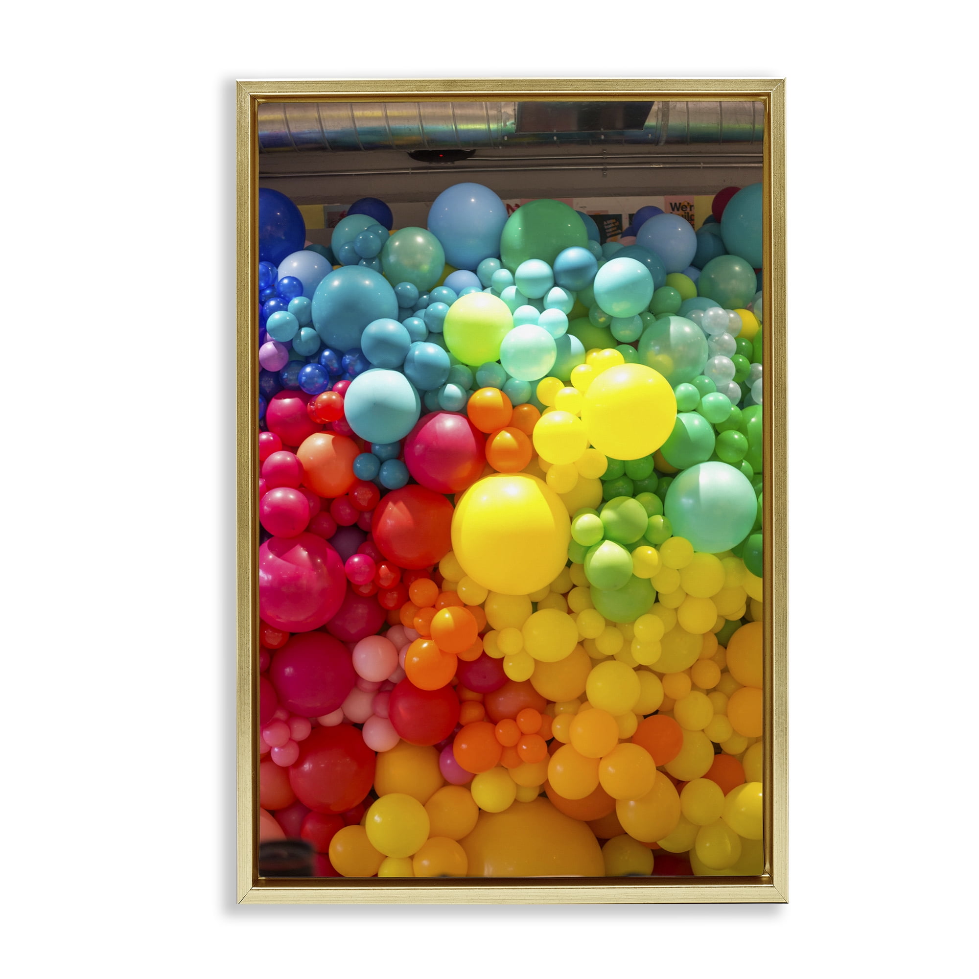 Stupell Industries Lively Colorful Balloons Gold Framed Floater Canvas Wall Art, design by LISH Creative