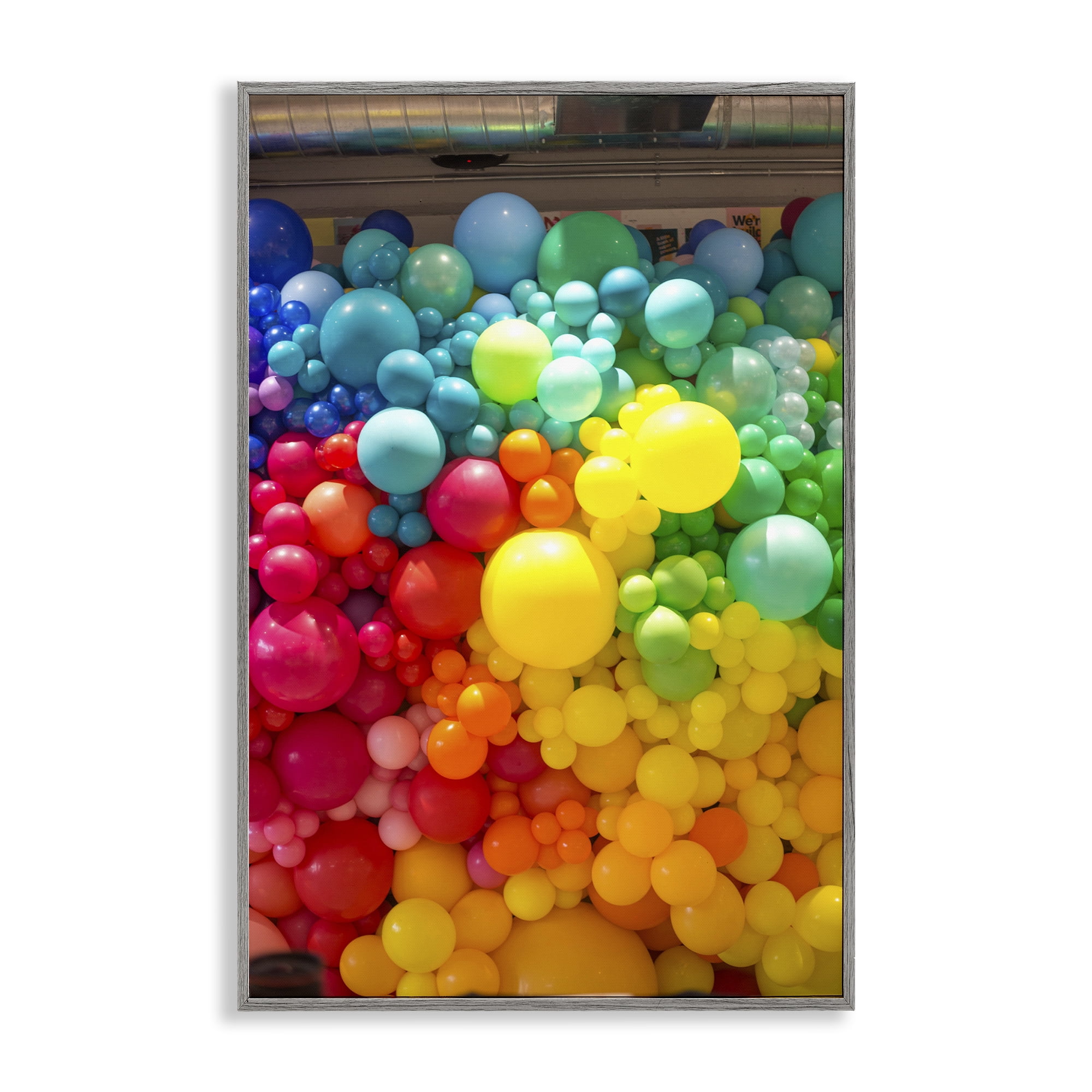 Stupell Industries Lively Colorful Balloons Gray Framed Giclee Art, design by LISH Creative