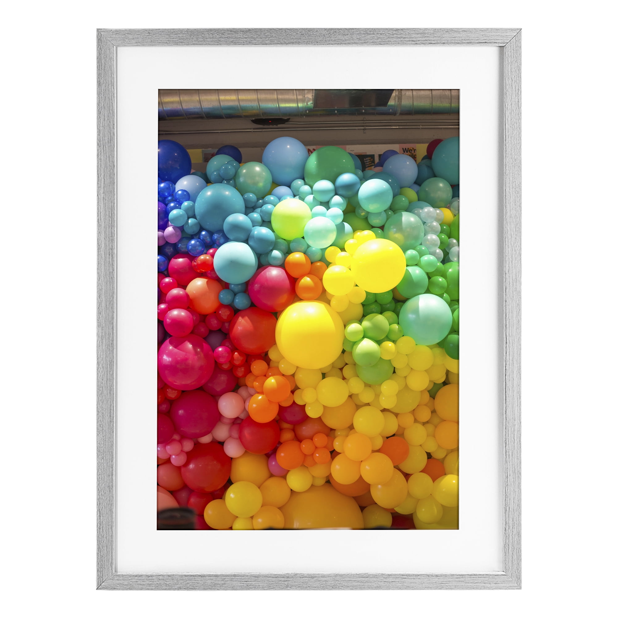Stupell Industries Lively Colorful Balloons Gray Framed Print Under Glass, design by LISH Creative