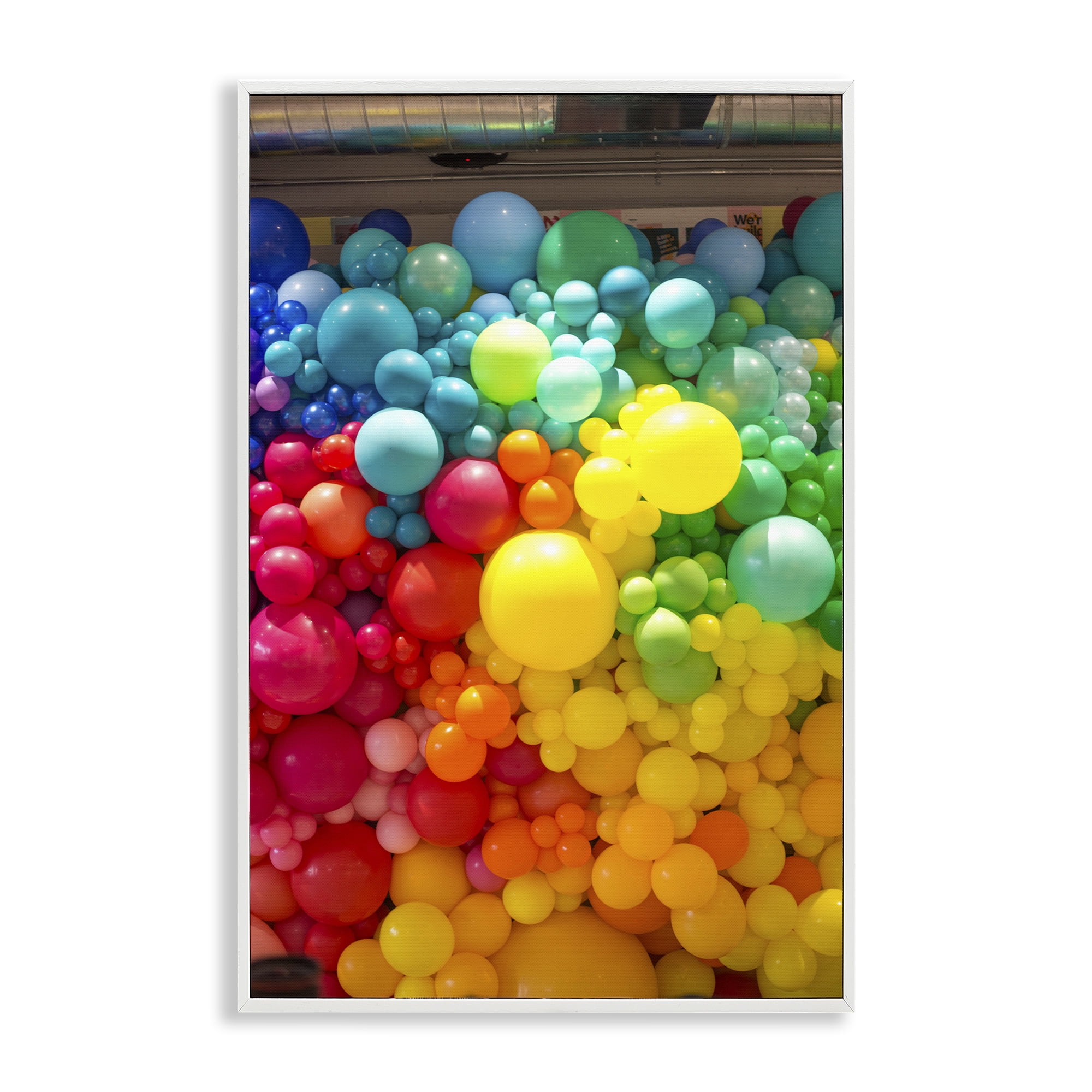Stupell Industries Lively Colorful Balloons White Framed Giclee Art, design by LISH Creative