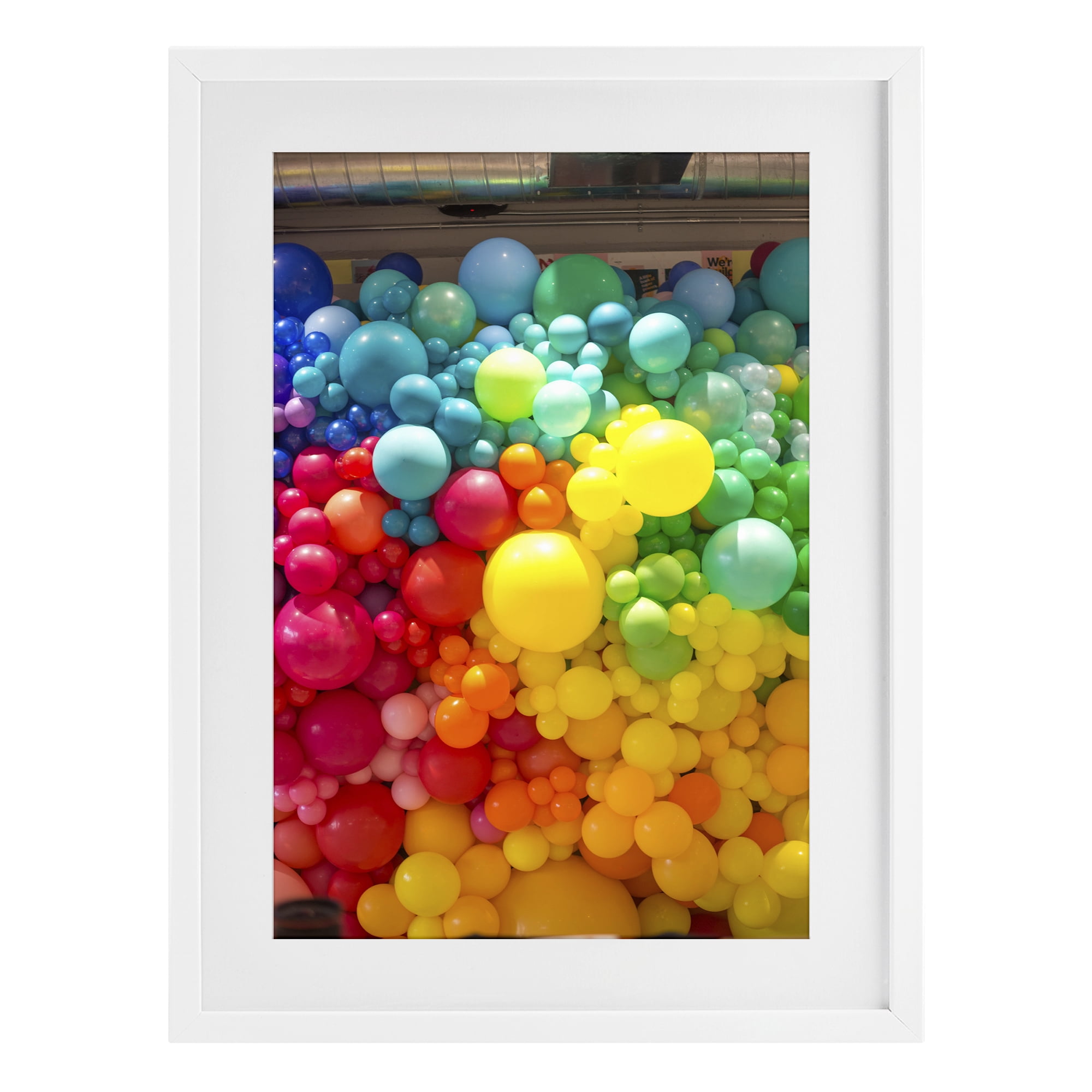 Stupell Industries Lively Colorful Balloons White Framed Print Under Glass, design by LISH Creative