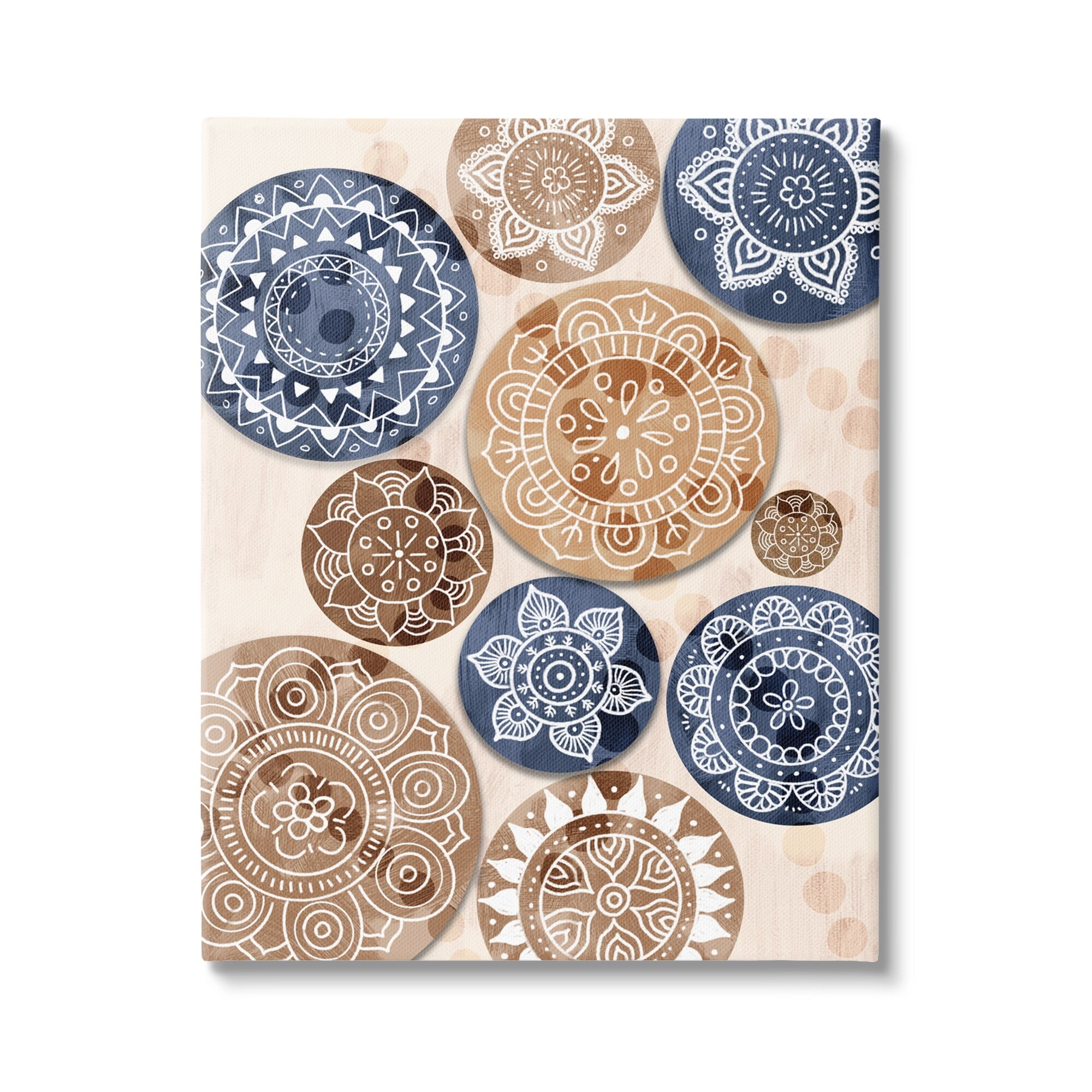 Stupell Industries Lively Mandala Paisley Shapes Pattern Blue Brown Canvas Wall Art, 16 x 20, Design by Ziwei Li
