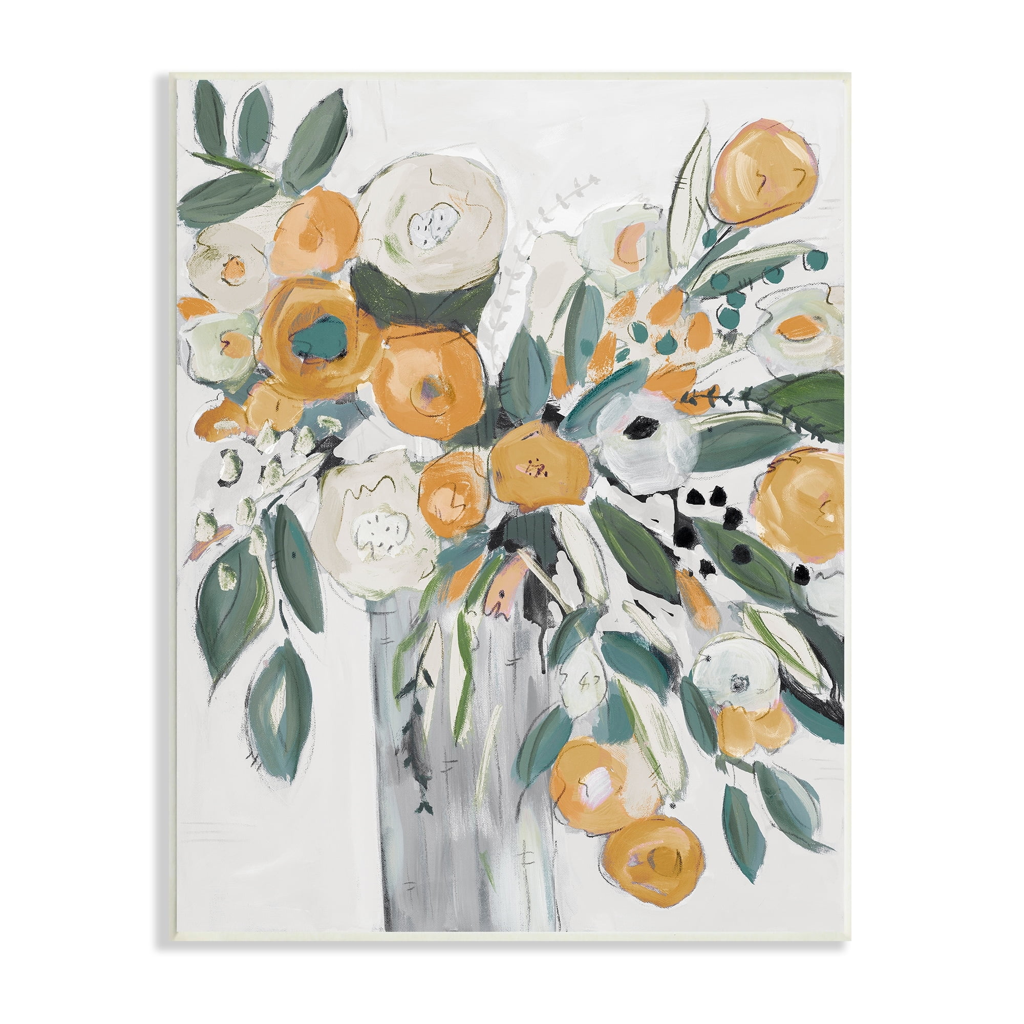Stupell Industries Lively Orange White Floral Bouquet Abstract Still Life, 10 x 15,Design by Krinlox