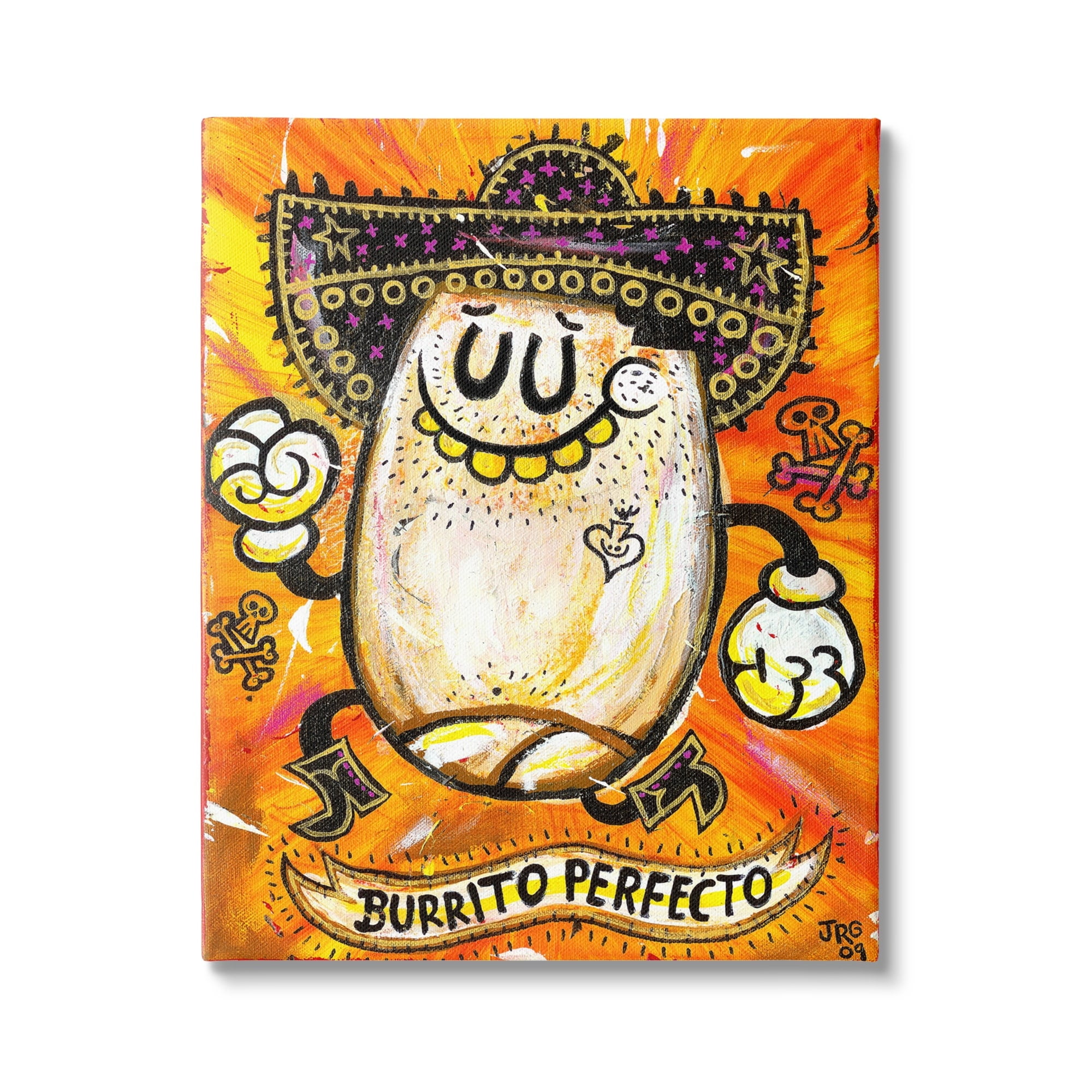 Stupell Industries Lively Pop Style Burrito Contemporary Sombrero Hat Canvas Wall Art, 30 x 40, Design by Jorge R. Gutierrez