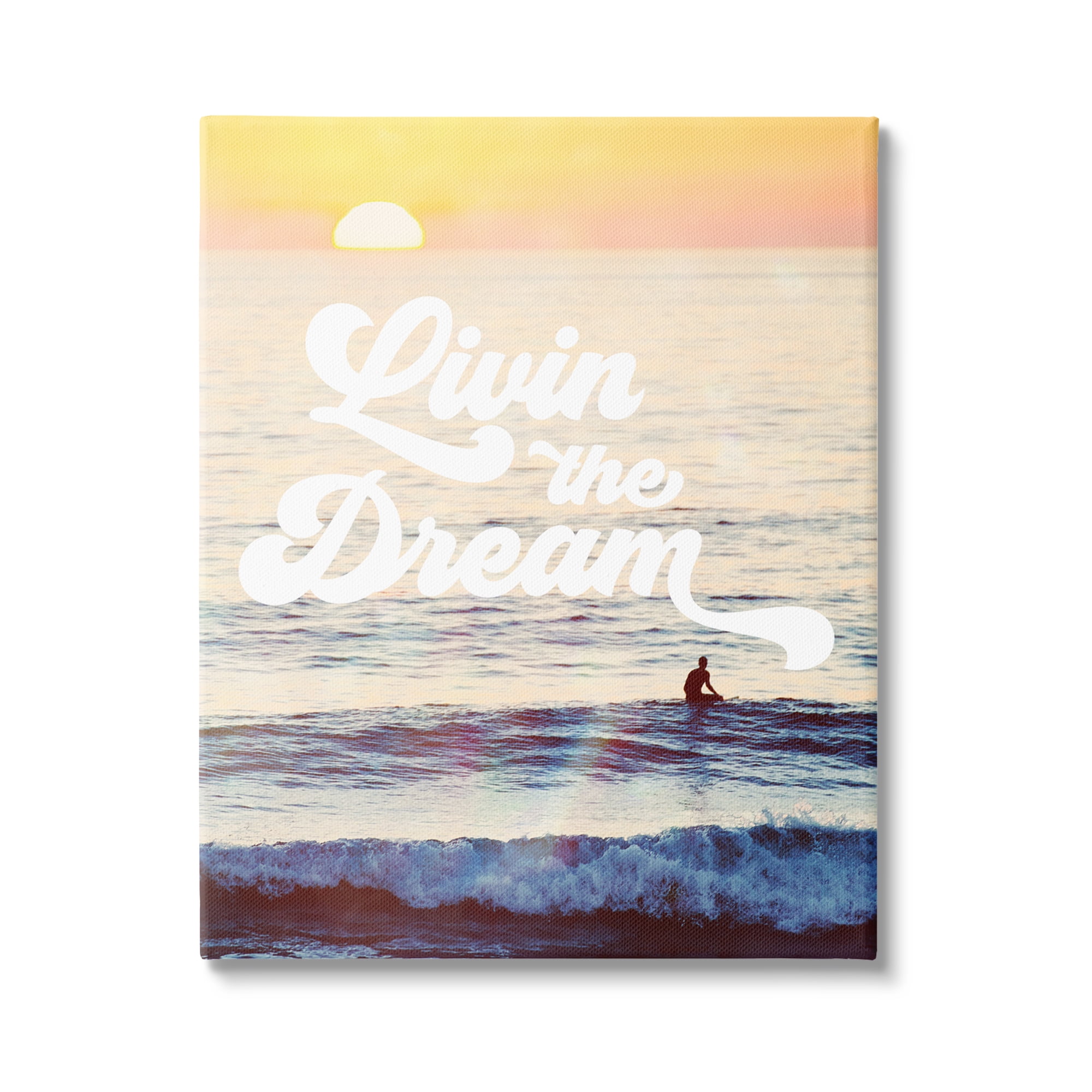 Stupell Industries Livin The Dream Phrase Nature Painting Gallery Wrapped Canvas Print Wall Art, 24 x 30