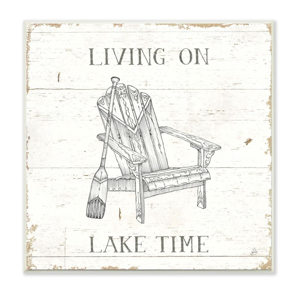 Stupell Industries Living On Lake Time Chair And Paddle Country Word Design Wall Plaque by Daphne Brissonnet