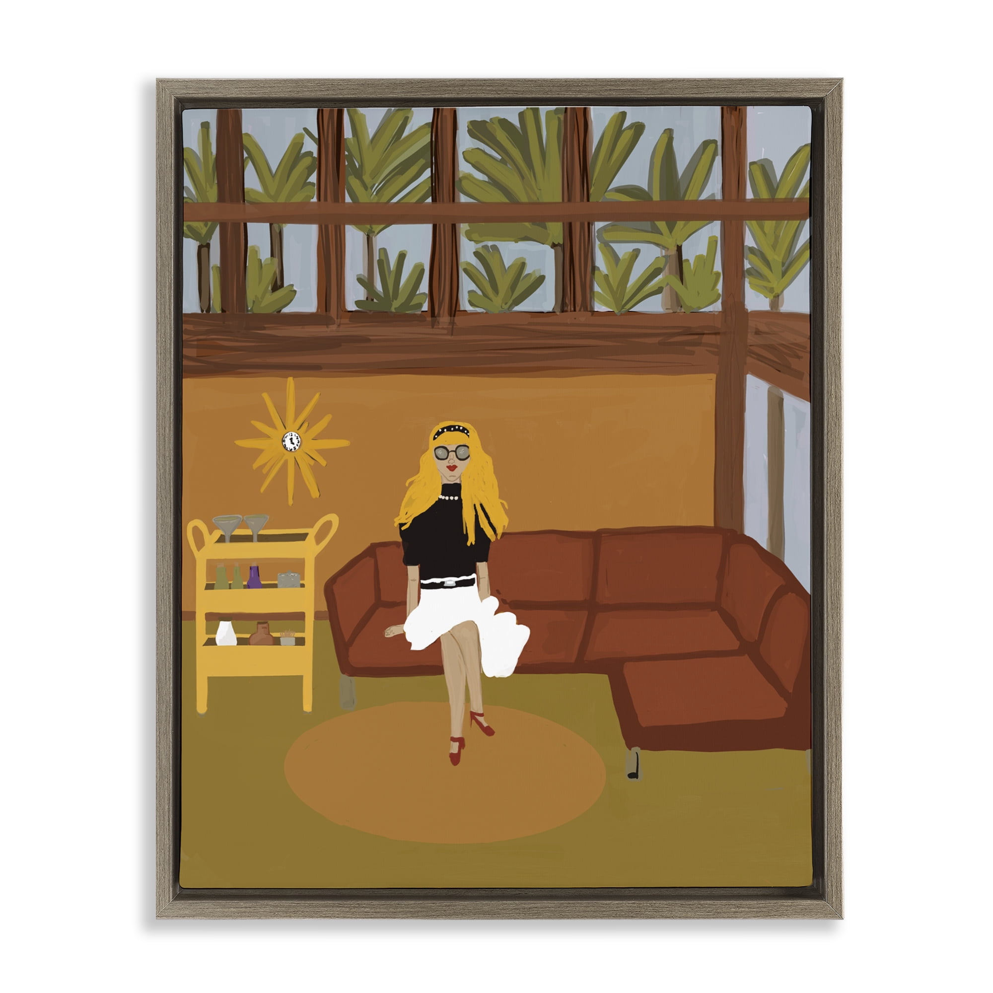 Stupell Industries Living The Girl Life Brown Framed Floater Canvas Wall Art, design by Kristal Clifford