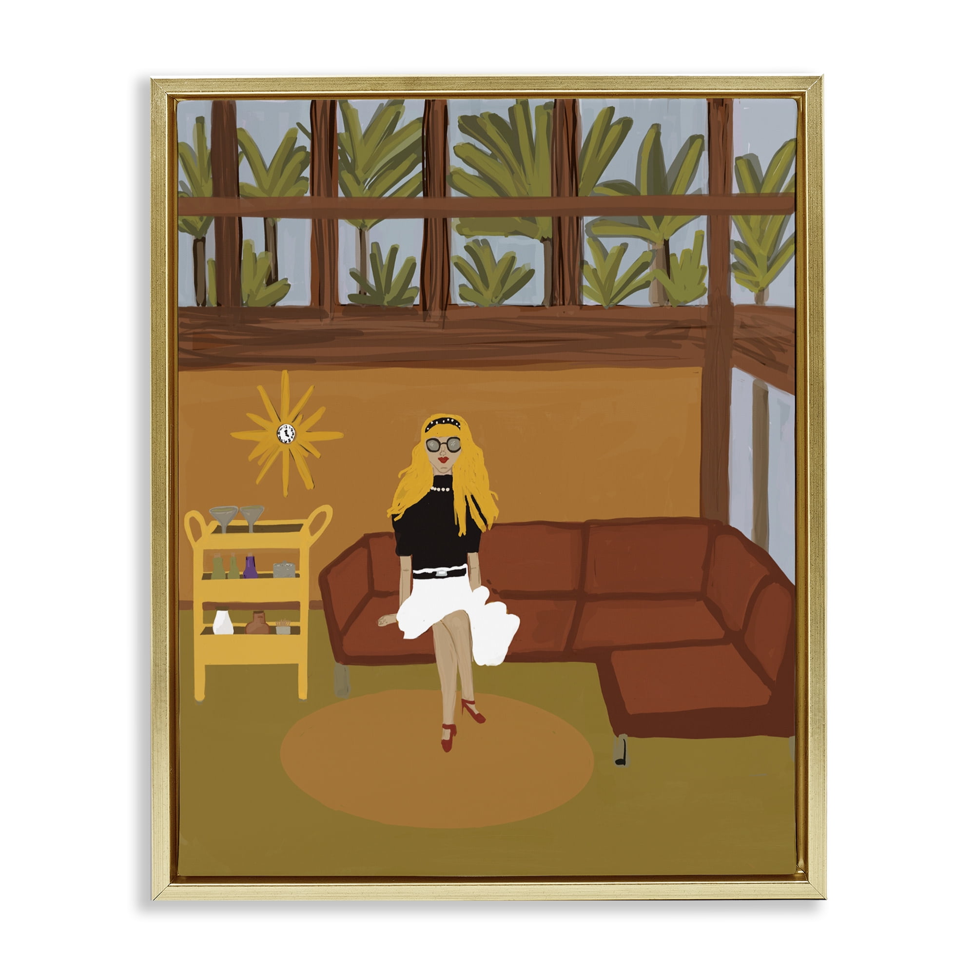 Stupell Industries Living The Girl Life Gold Framed Floater Canvas Wall Art, design by Kristal Clifford