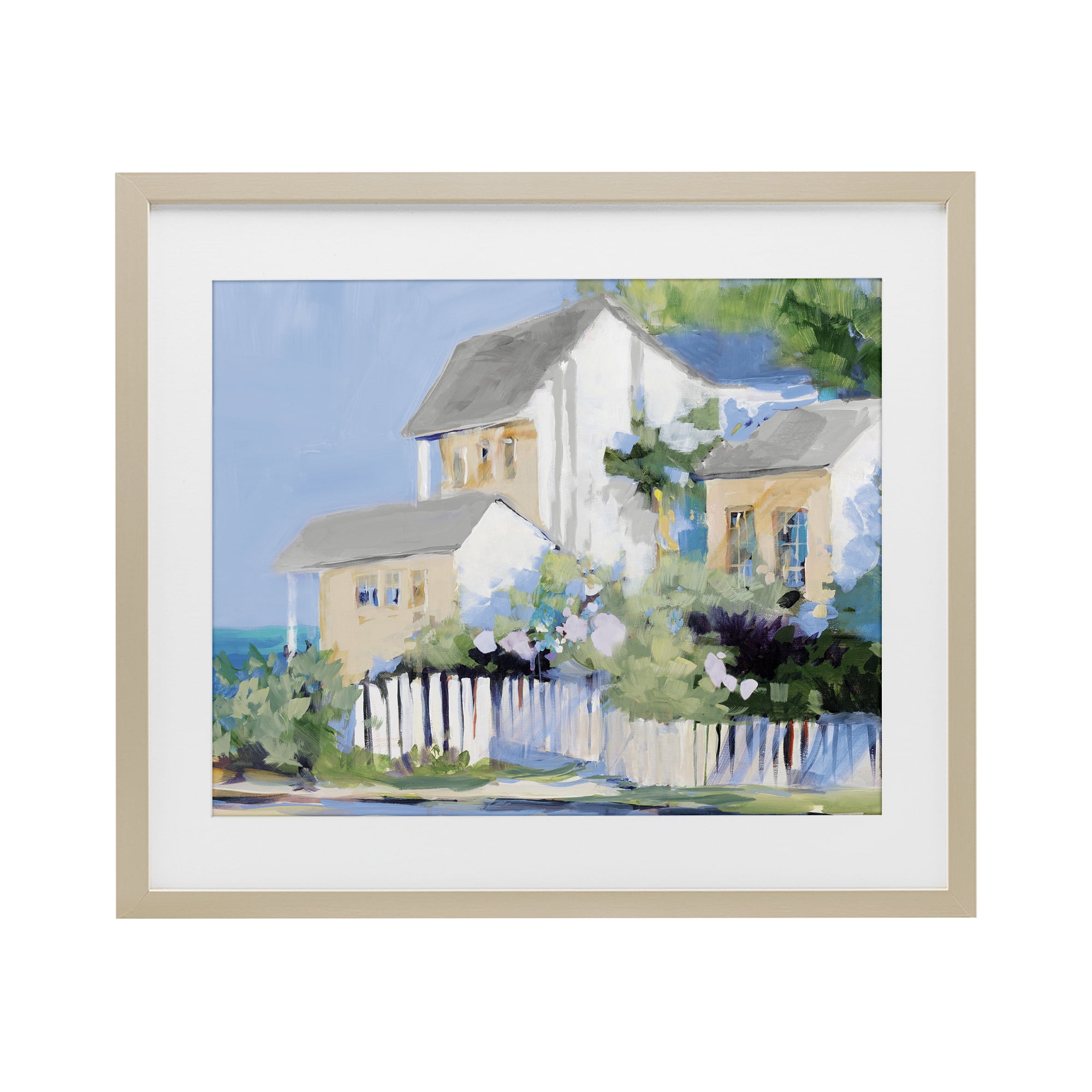 Stupell Industries Living by the Water Cottage Birch Framed Print Under Glass, design by Jane Slivka