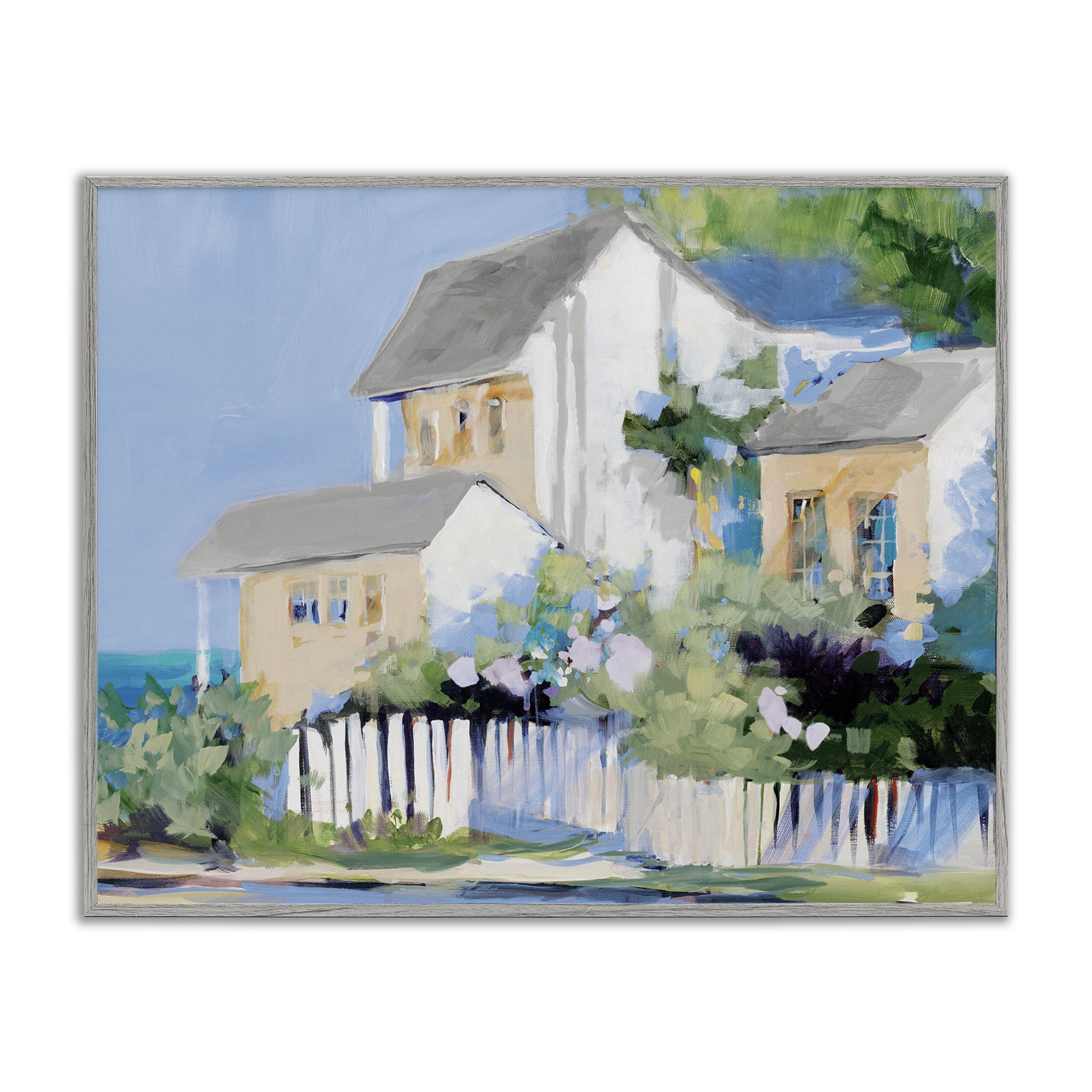 Stupell Industries Living by the Water Cottage Gray Framed Giclee Art, design by Jane Slivka