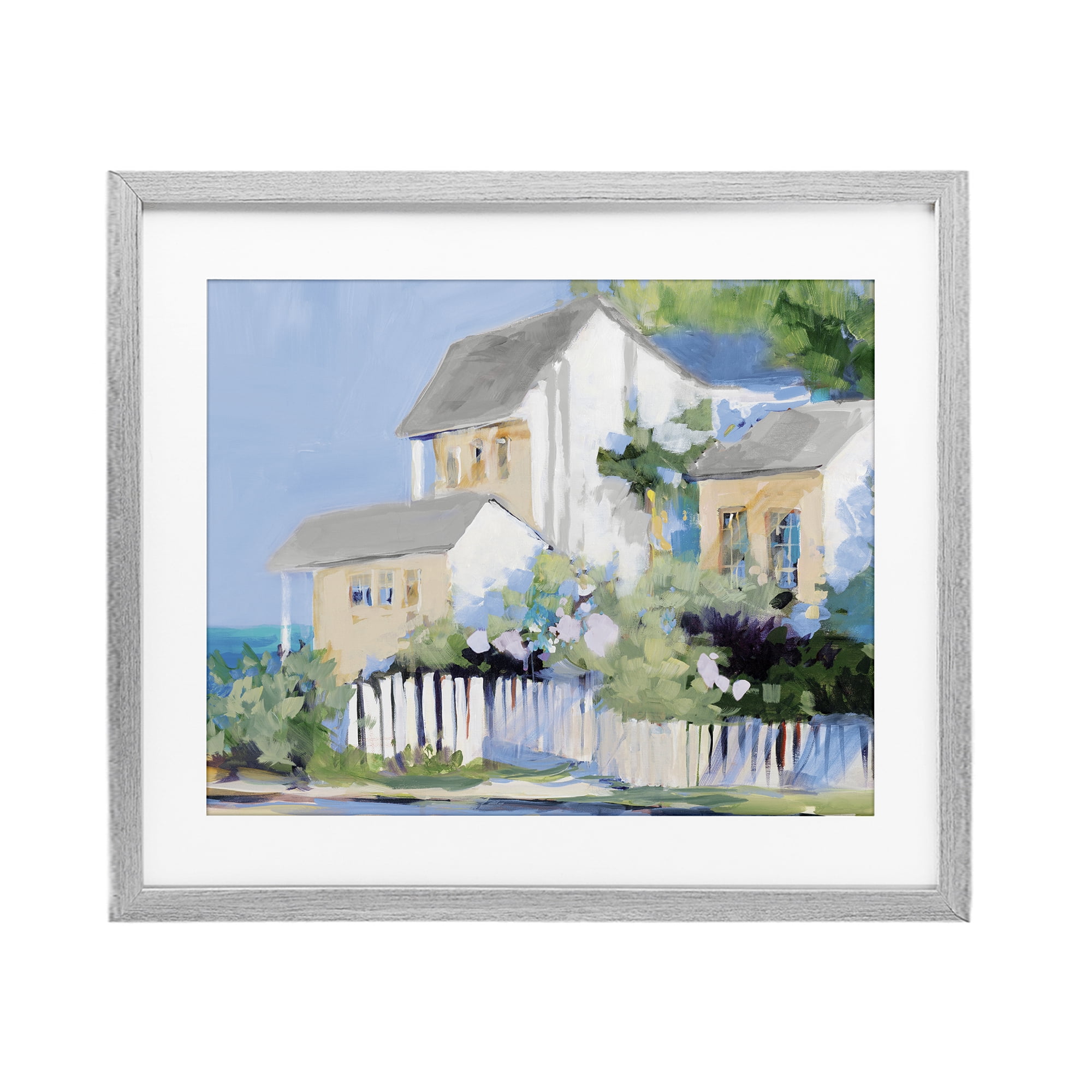 Stupell Industries Living by the Water Cottage Gray Framed Print Under Glass, design by Jane Slivka