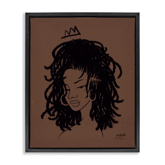 Stupell Industries Liz with Crown Portrait Black Framed Floater Canvas Wall Art design by Sierra Siler, 21 x 17