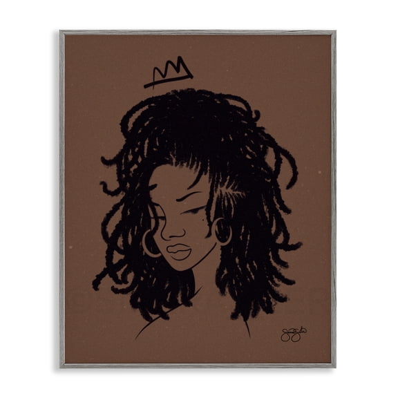 Stupell Industries Liz with Crown Portrait Gray Framed Giclee Art design by Sierra Siler, 20 x 16