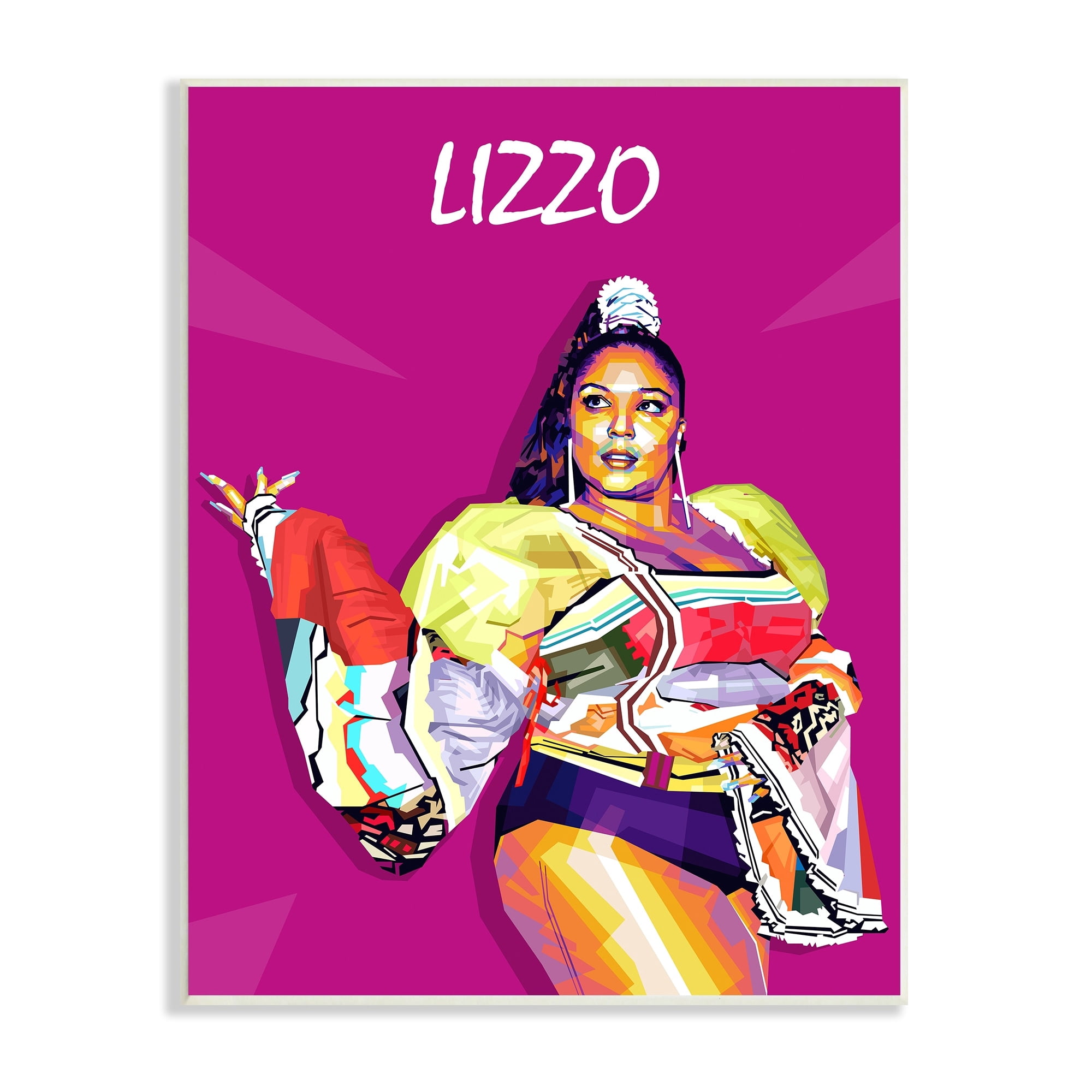 Stupell Industries Lizzo Modern Portrait Abstract Geometric Pattern Pop Pink, 10 x 15, Design by Birch&Ink