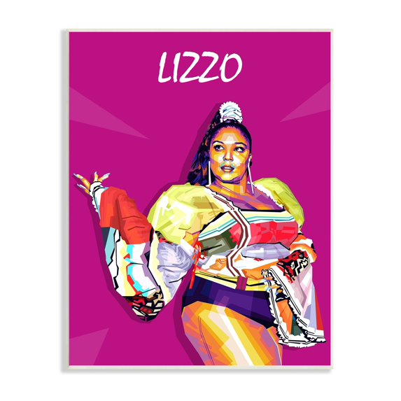 Stupell Industries Lizzo Modern Portrait Abstract Geometric Pattern Pop Pink, 10 x 15, Design by Birch&Ink