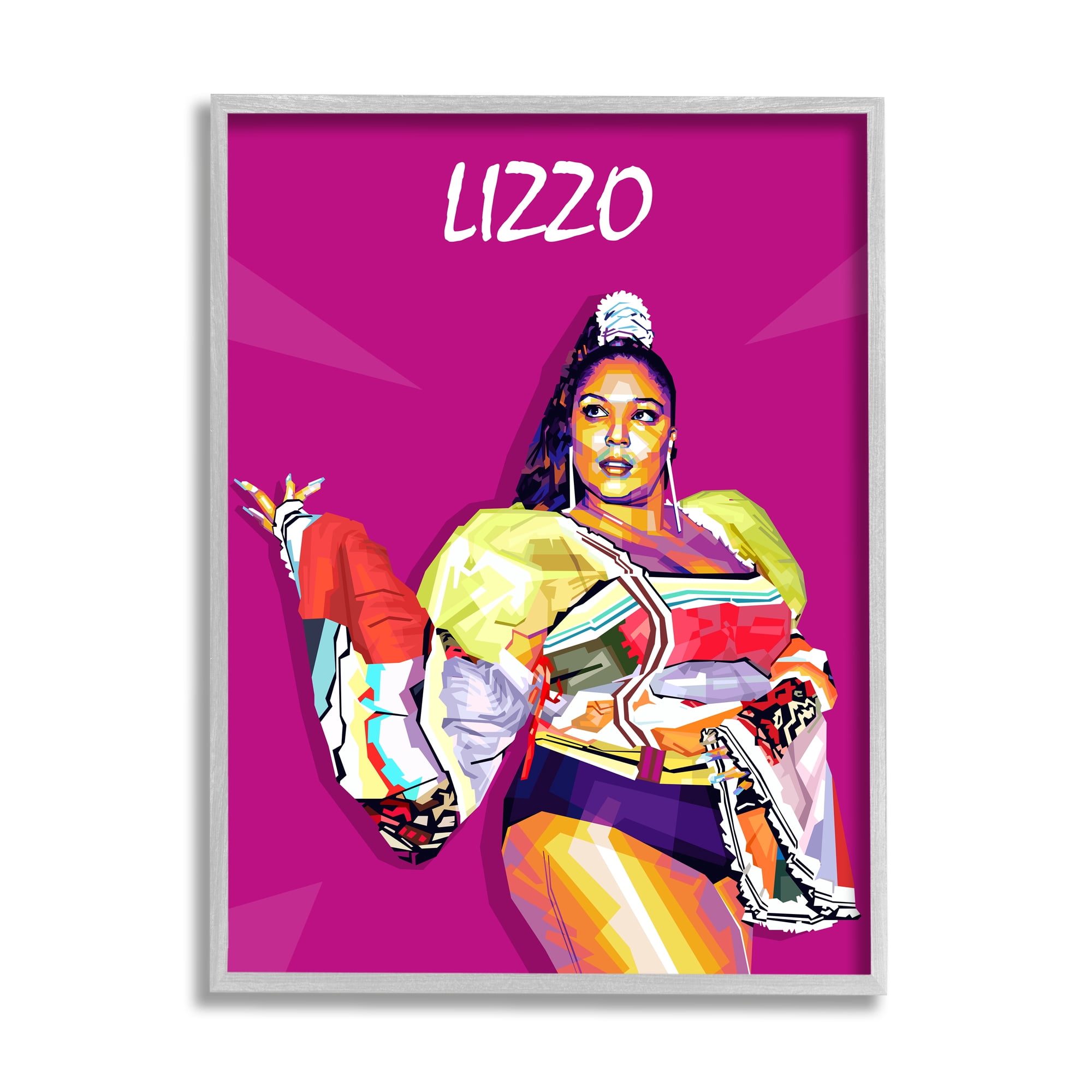 Stupell Industries Lizzo Modern Portrait Abstract Geometric Pattern Pop Pink, 11 x 14, Design by Birch&Ink