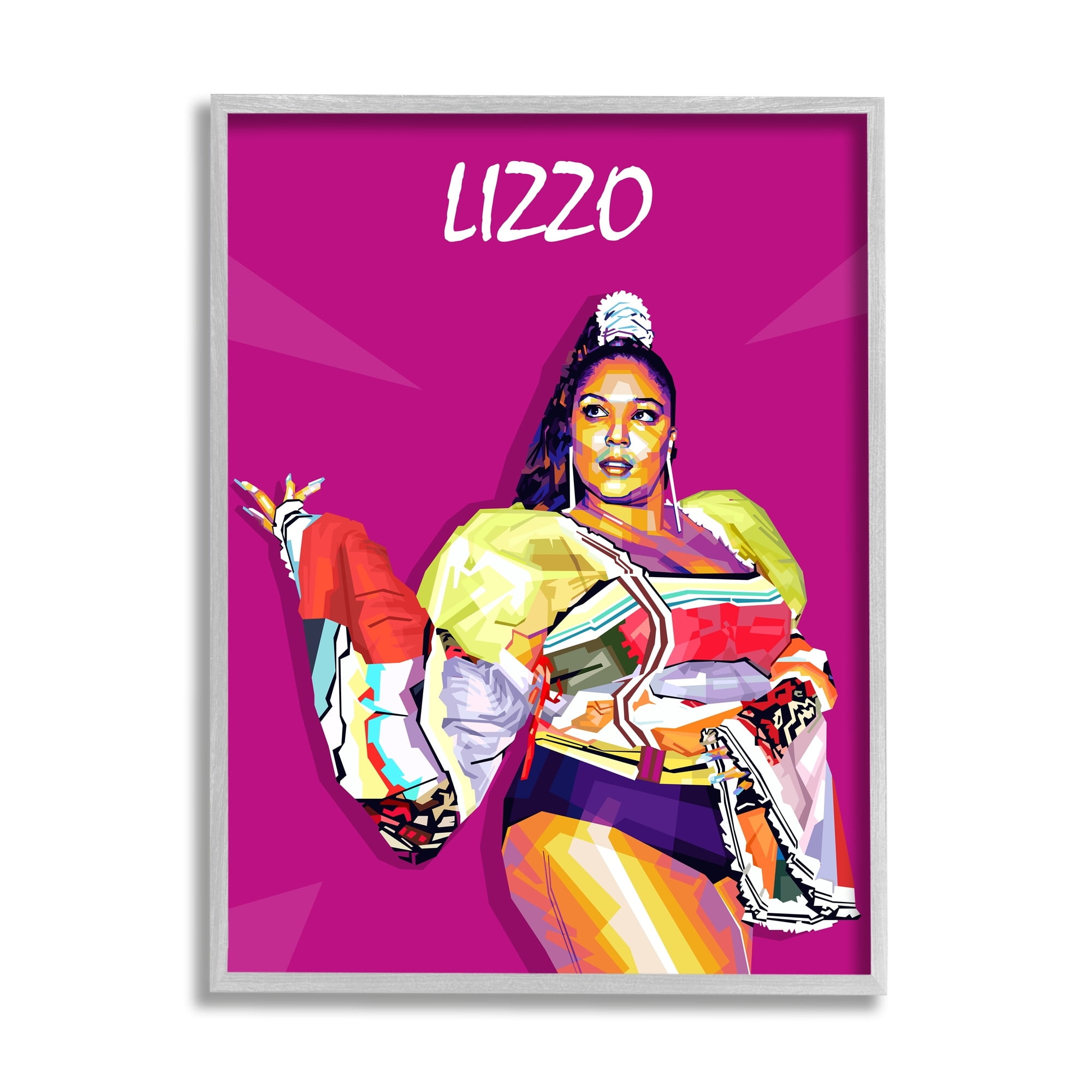 Stupell Industries Lizzo Modern Portrait Abstract Geometric Pattern Pop Pink, 16 x 20, Design by Birch&Ink