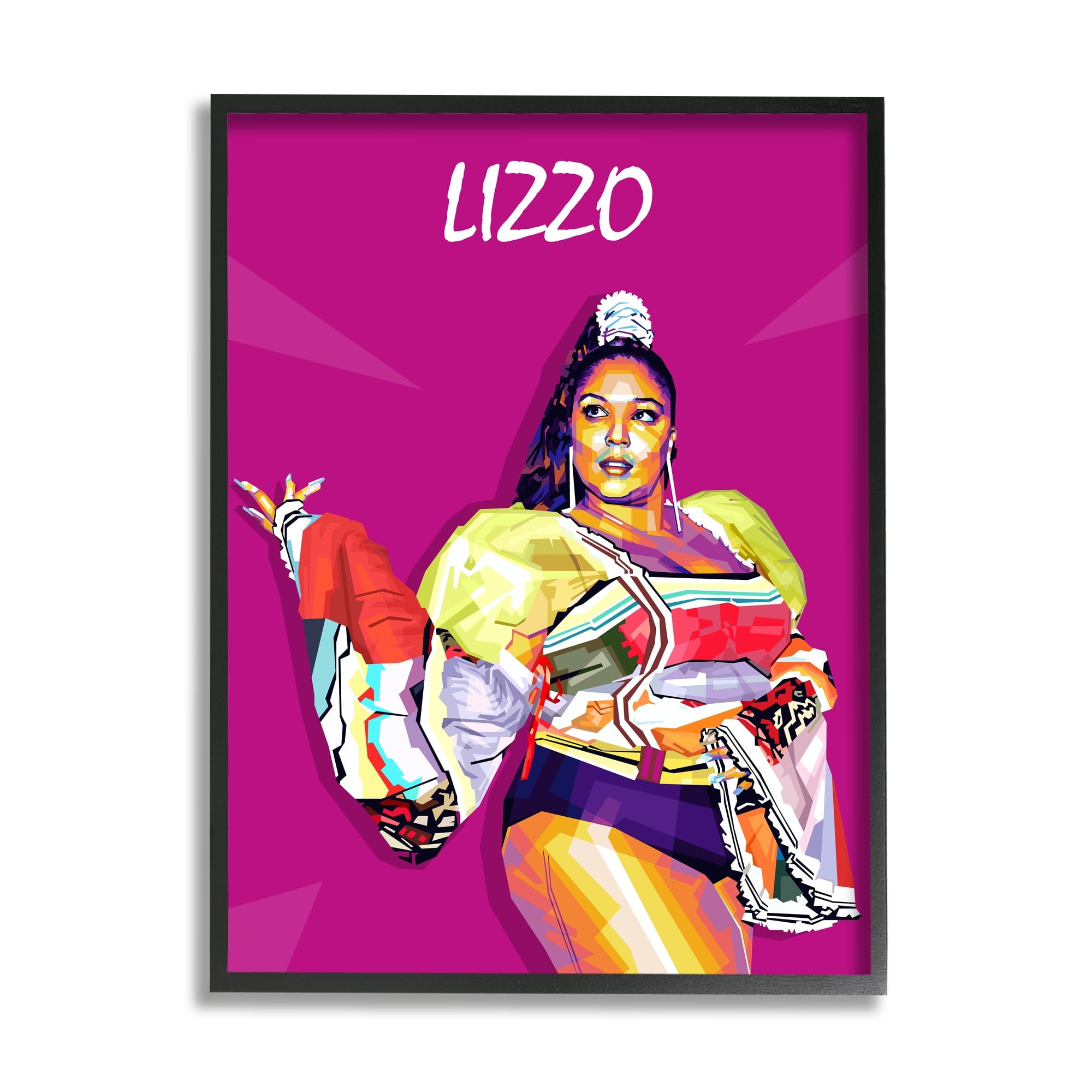 Stupell Industries Lizzo Modern Portrait Abstract Geometric Pattern Pop Pink, 24 x 30, Design by Birch&Ink