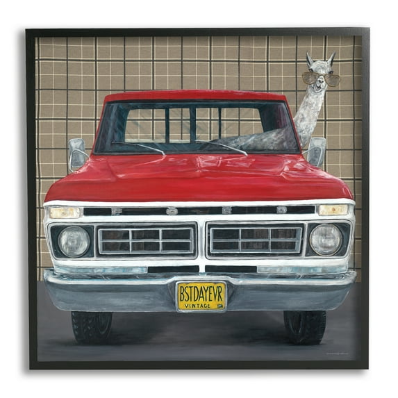 Stupell Industries Llama Aviator Sunglasses Red Truck Best Day Ever, 12 x 12, Design by Kamdon Kreations