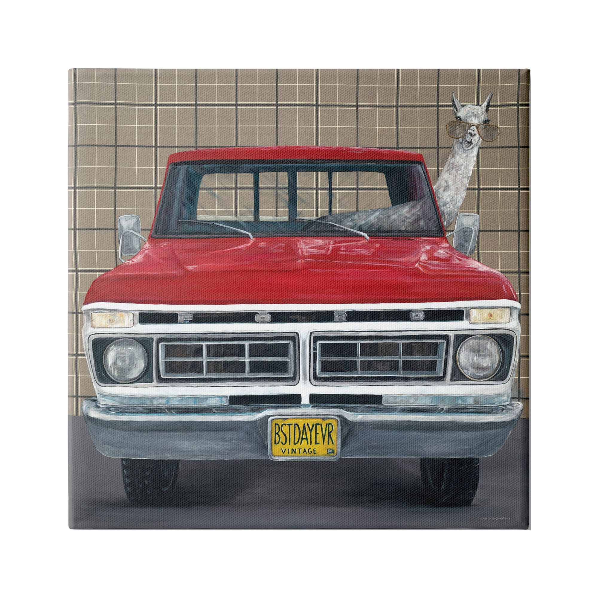 Stupell Industries Llama Aviator Sunglasses Red Truck Best Day Ever, 30 x 30, Design by Kamdon Kreations