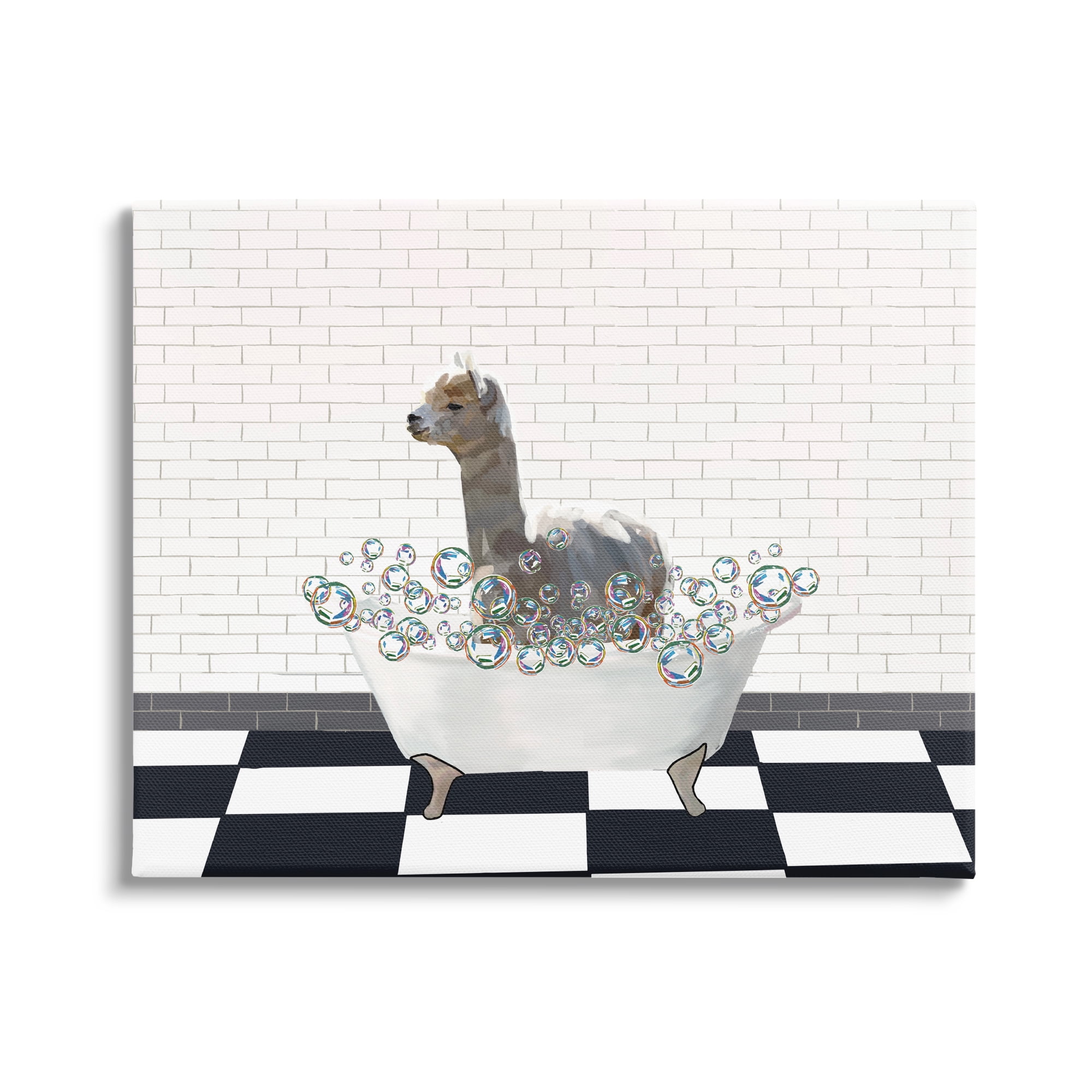 Stupell Industries Llama Bathroom Tub Animals & Insects Painting Gallery Wrapped Canvas Print Wall Art, 48 x 36