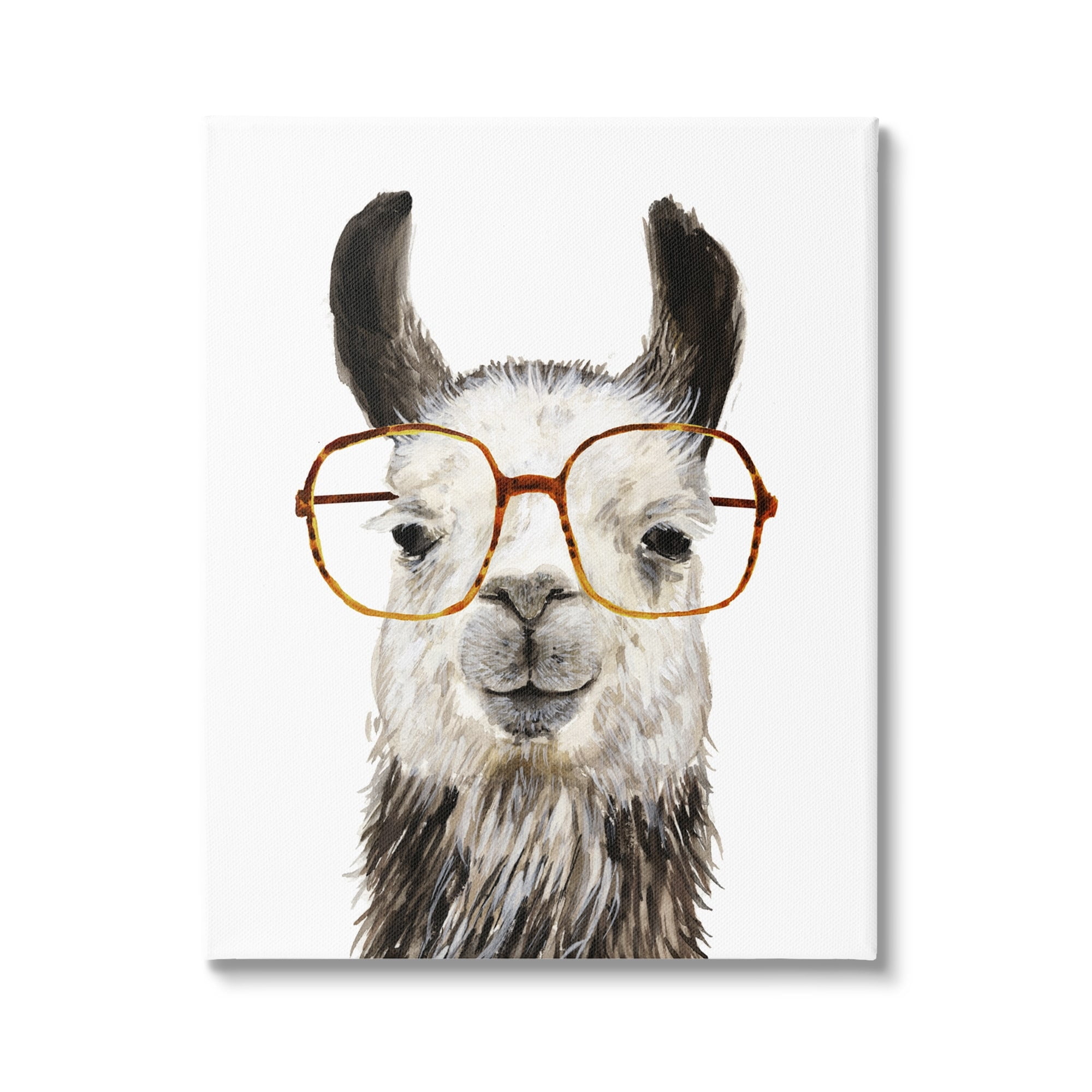 Whimsical Llama with Eyeglasses Canvas Wall Art for Kids
