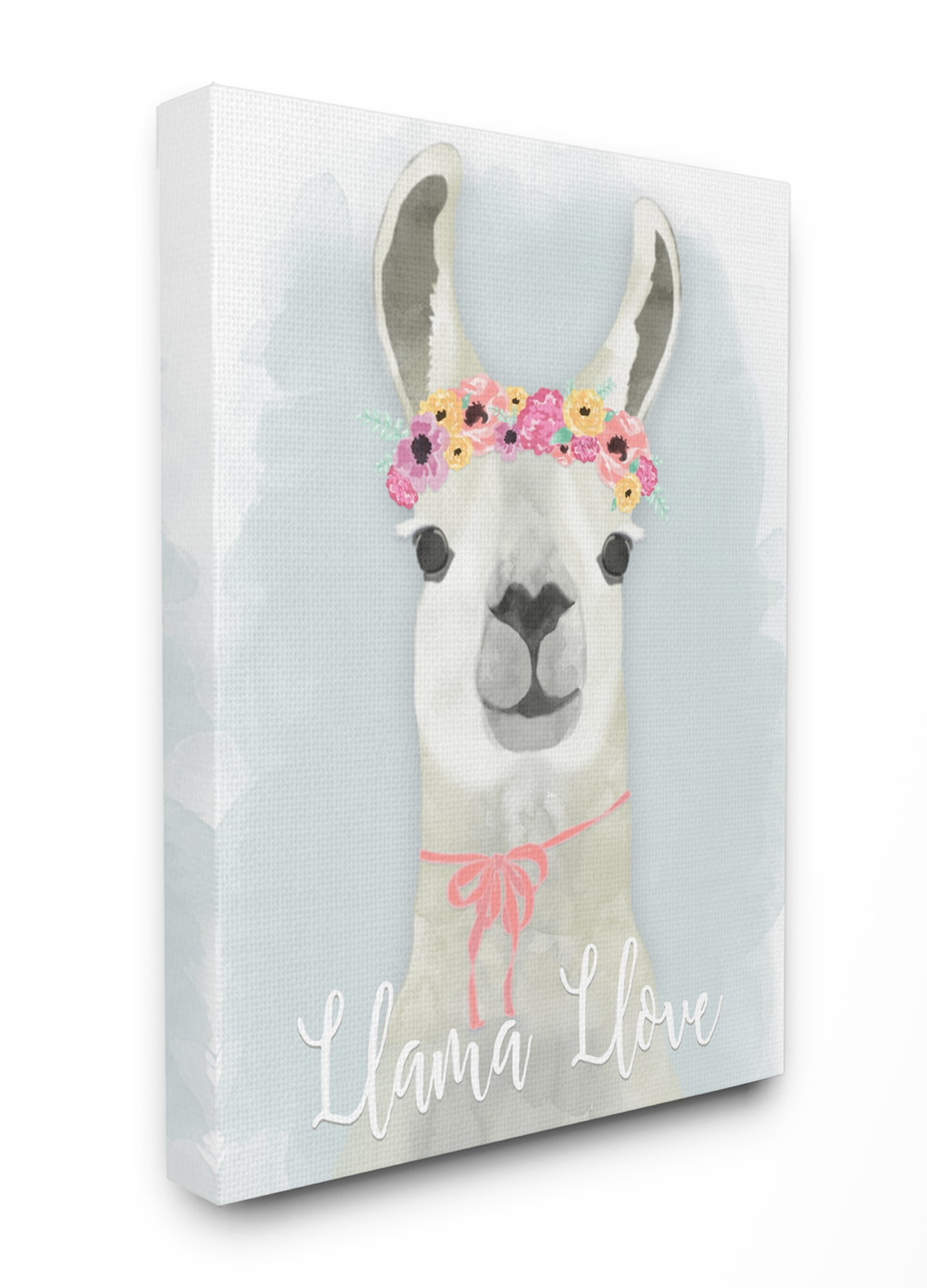 Stupell Industries Llama Love Pink Flower Tiara Canvas Wall Art by Jessica Mundo
