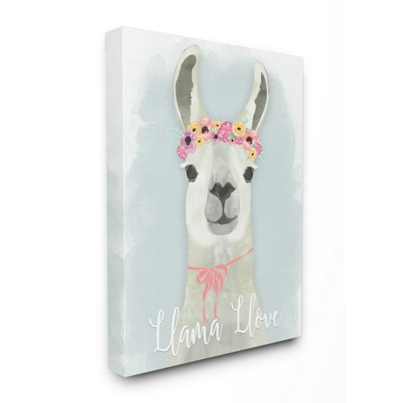Stupell Industries Llama Love Pink Flower Tiara Canvas Wall Art by Jessica Mundo