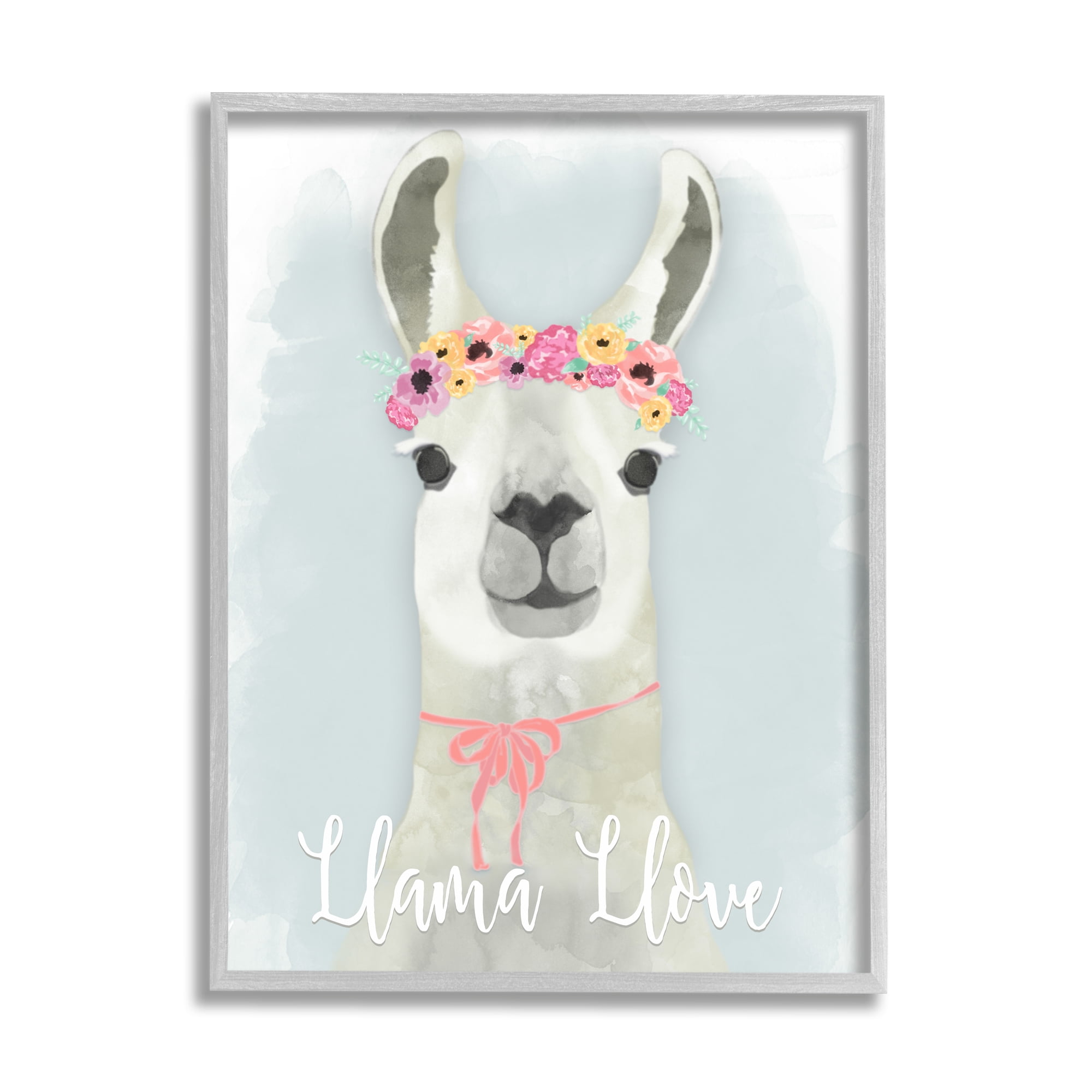 Stupell Industries Llama Love Pink Flower Tiara Graphic Art Framed Art Print Wall Art, 24x30, By Jessica Mundo
