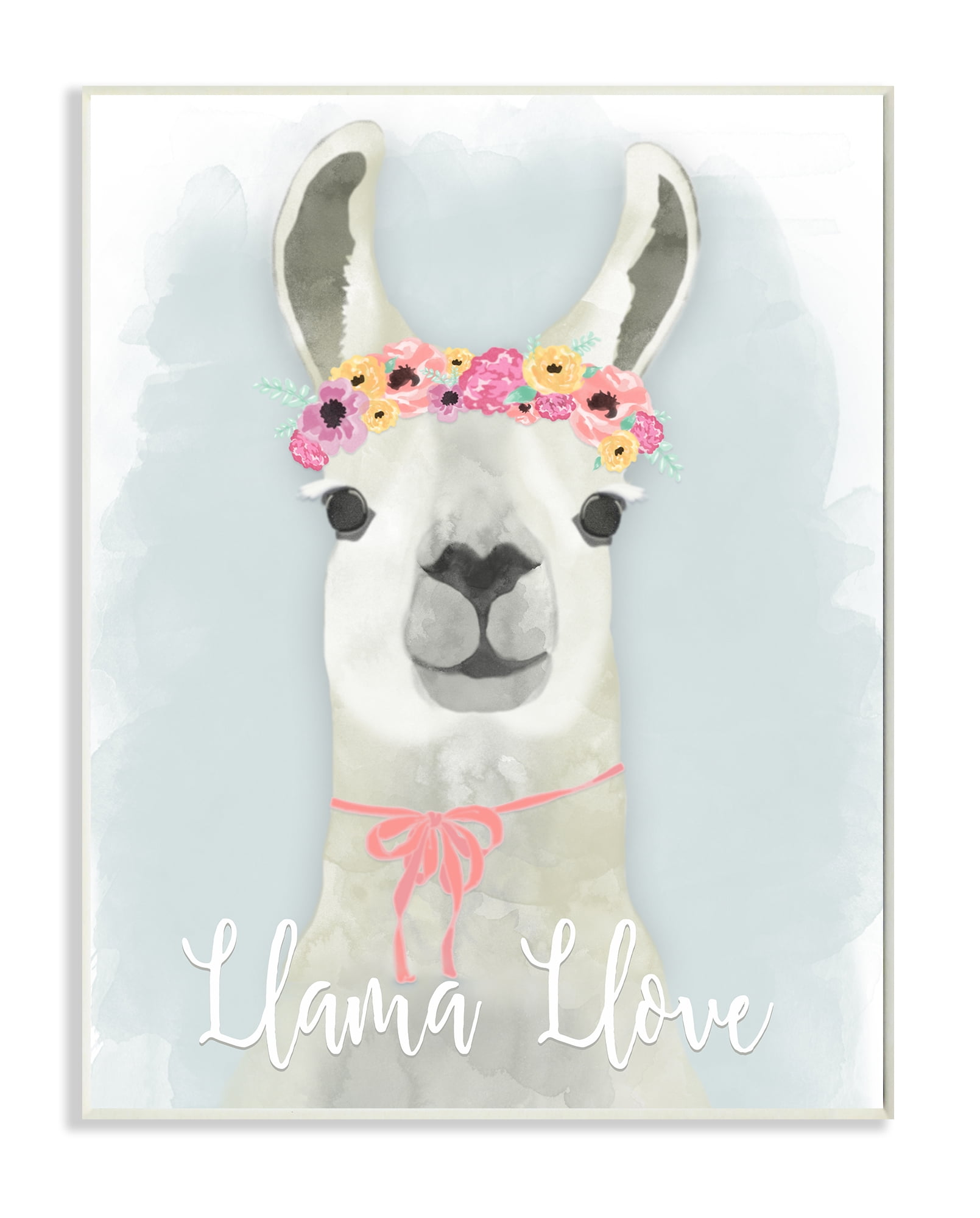 Stupell Industries Llama Love Pink Flower Tiara Wall Plaqueby Jessica Mundo