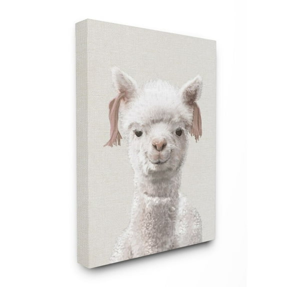 Stupell Industries Llama Portrait White Animal Painting Canvas Wall Art by Ziwei Li
