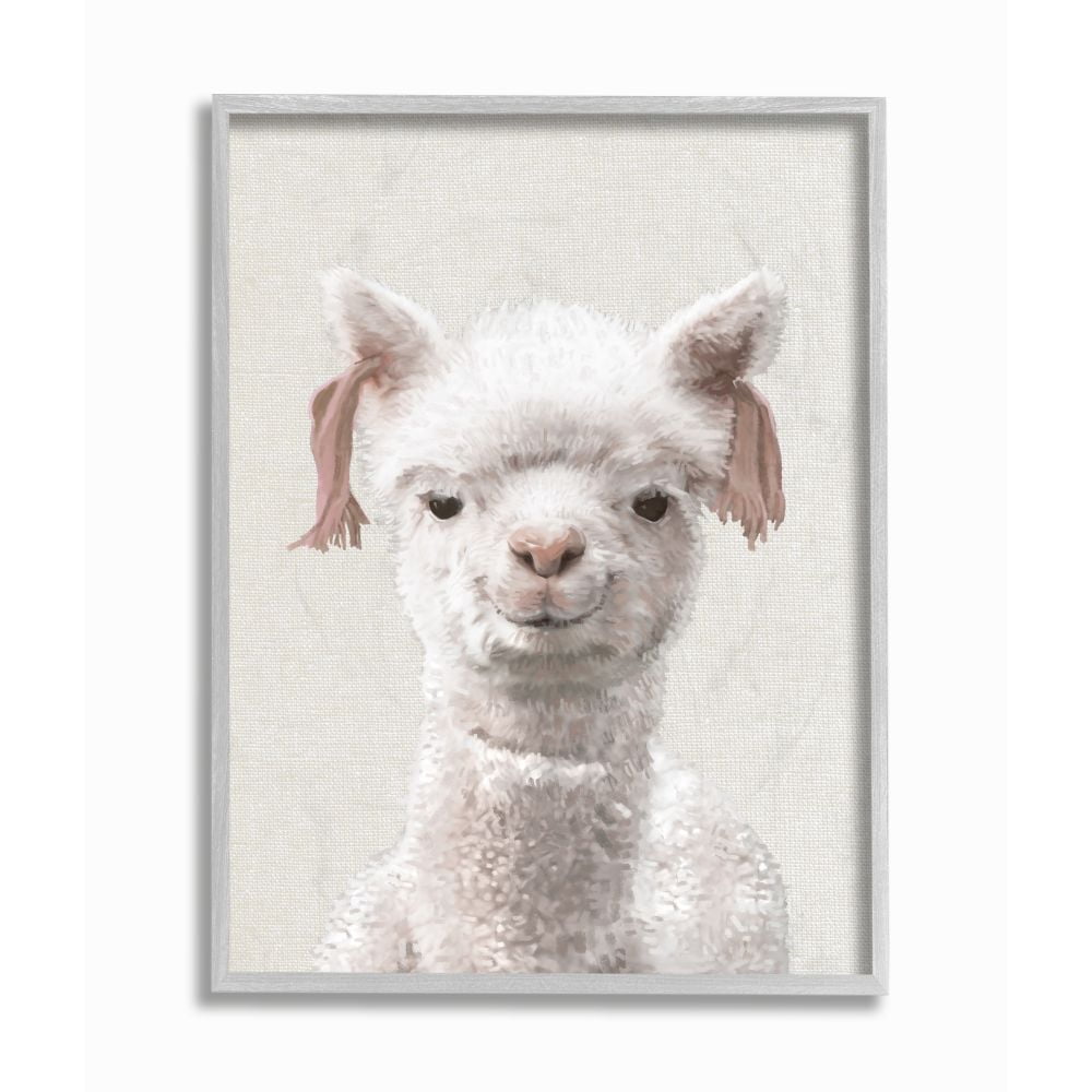 Stupell Industries Llama Portrait White Animal Painting Framed Wall Art by Ziwei Li