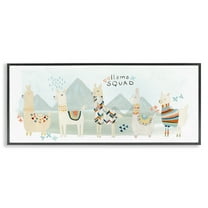 Stupell Industries Llama Squad Whimsical Patterns Animals & Insects Painting Black Framed Art Print Wall Art, 24 x 10