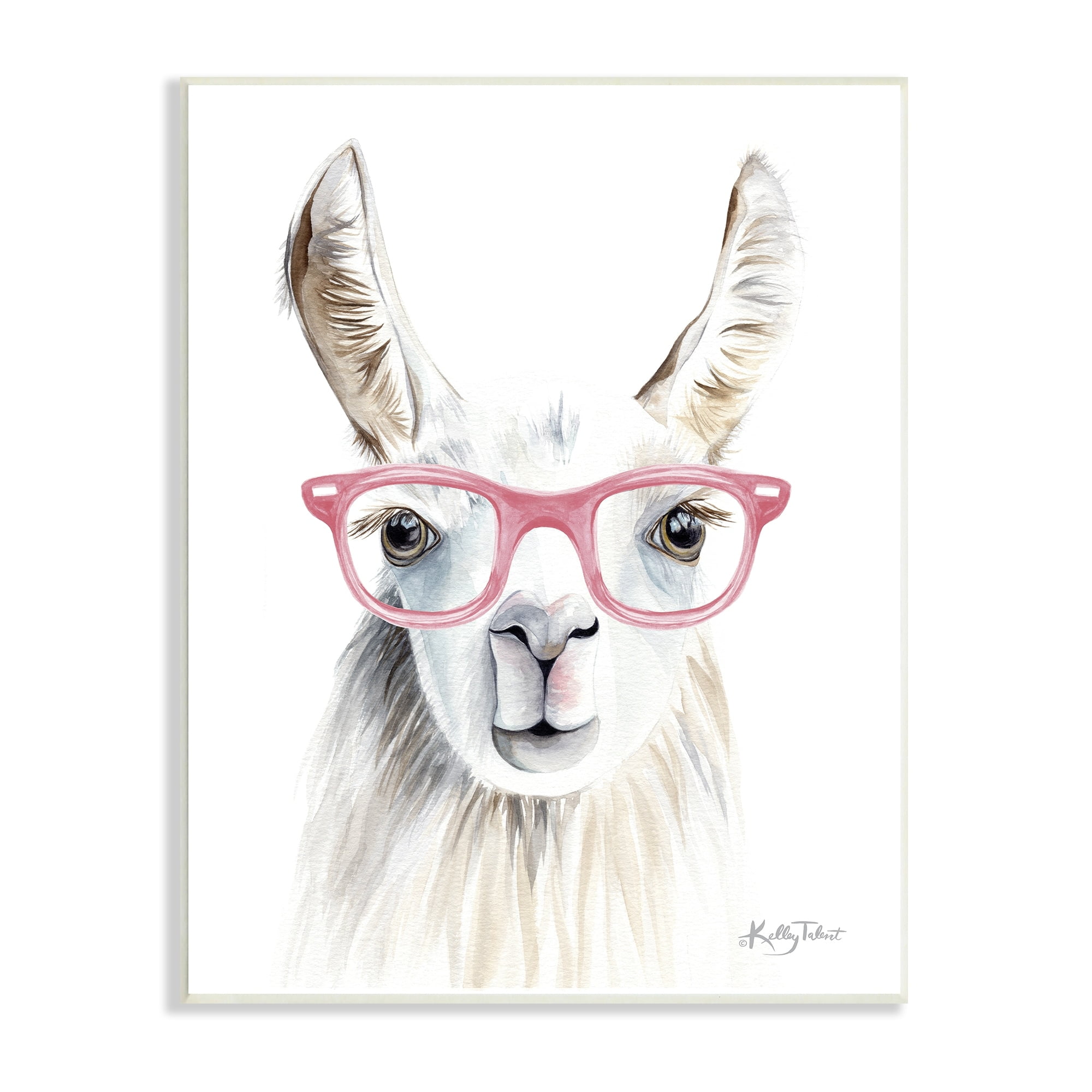 Stupell Industries Llama Wearing Pink Glasses Casual Animal Portrait Painting Unframed Art Print Wall Art, Design by Kelley Talent