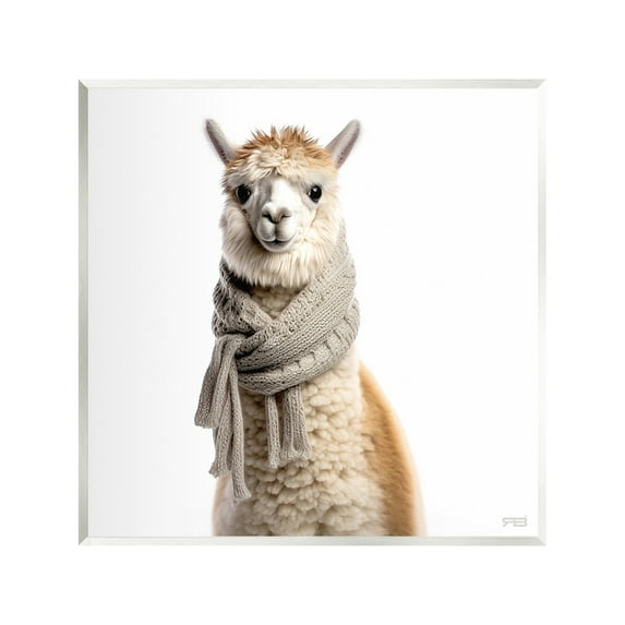 Stupell Industries Llama Wearing Scarf Animals & Insects Painting Unframed Art Print Wall Art, 12 x 12