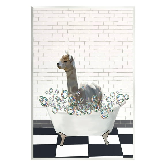 Stupell Industries Llama in Bathtub Animals & Insects Painting Unframed Art Print Wall Art, 10 x 15