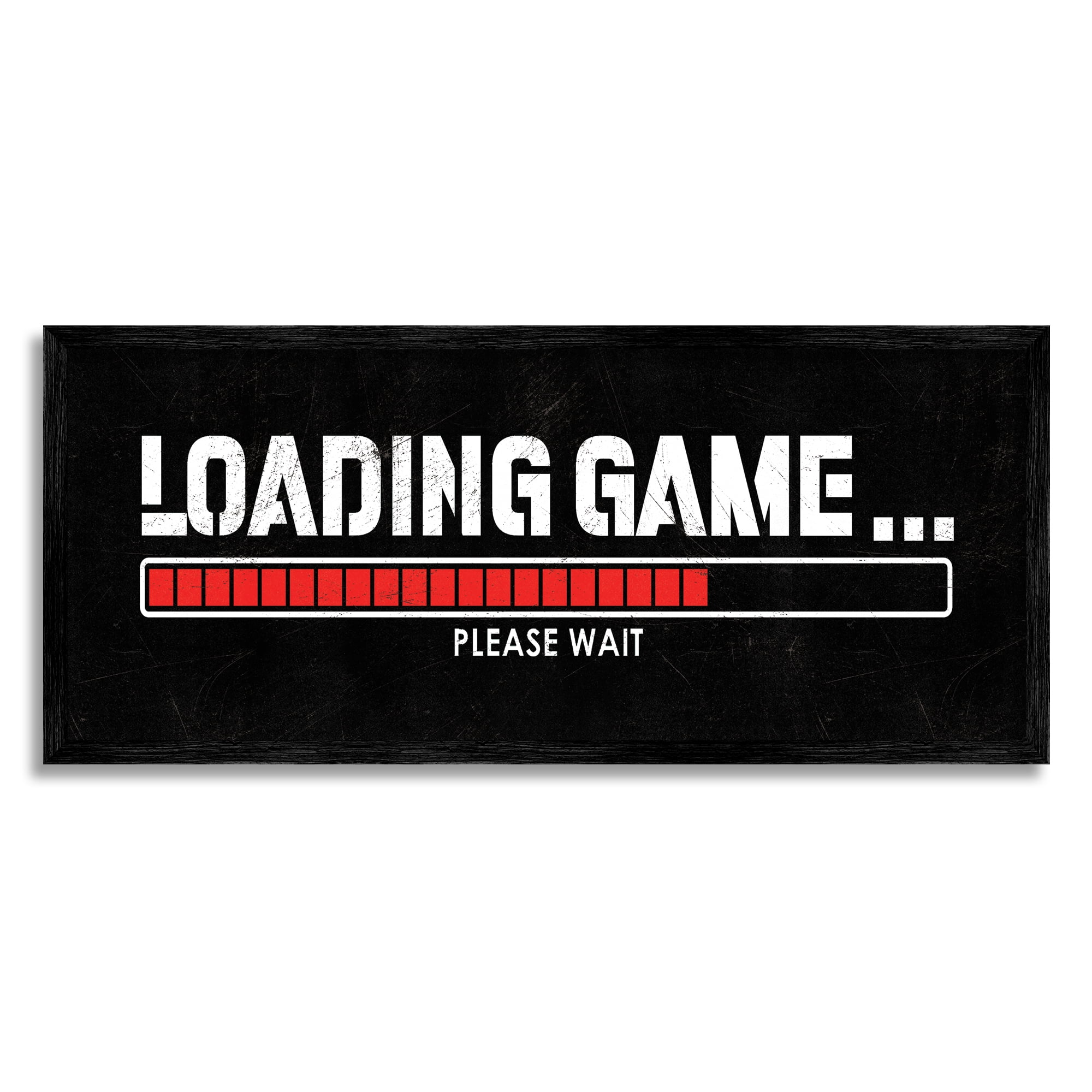 Stupell Industries Loading Game Phrase Typography Painting Black Framed Art Print Wall Art, 30 x 13