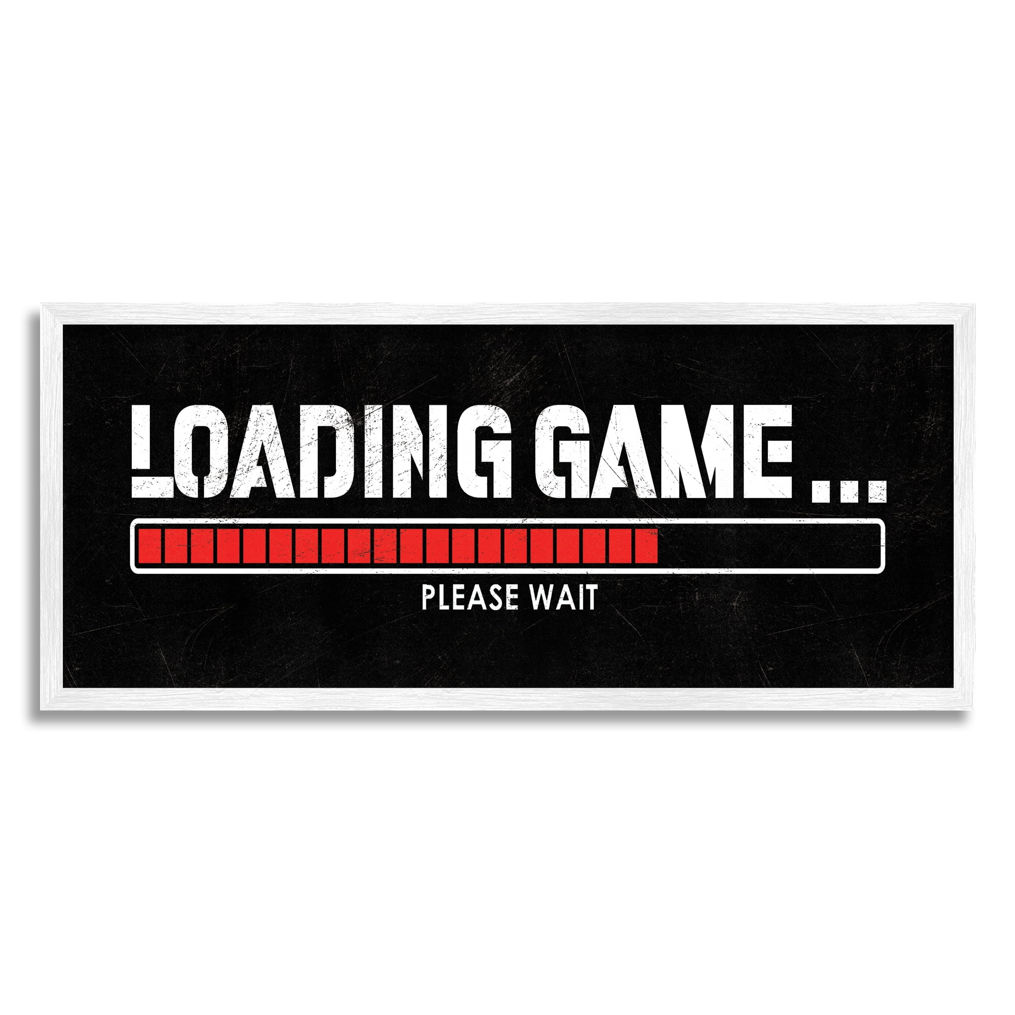 Stupell Industries Loading Game Phrase Typography Painting White Framed Art Print Wall Art, 24 x 10