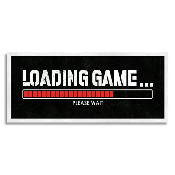 Stupell Industries Loading Game Phrase Typography Painting White Framed Art Print Wall Art, 30 x 13