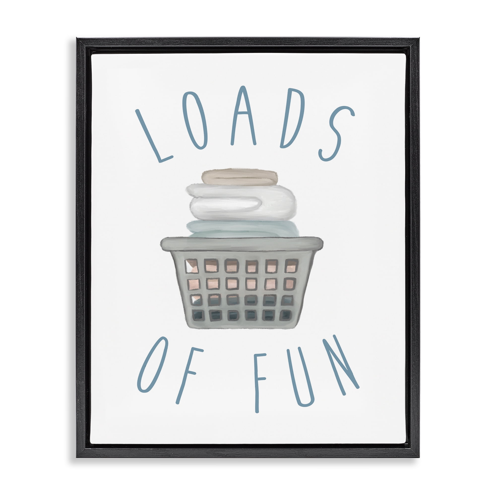 Stupell Industries Loads Of Fun Laundry Basket Black Framed Floater Canvas Wall Art, design by Elizabeth Medley