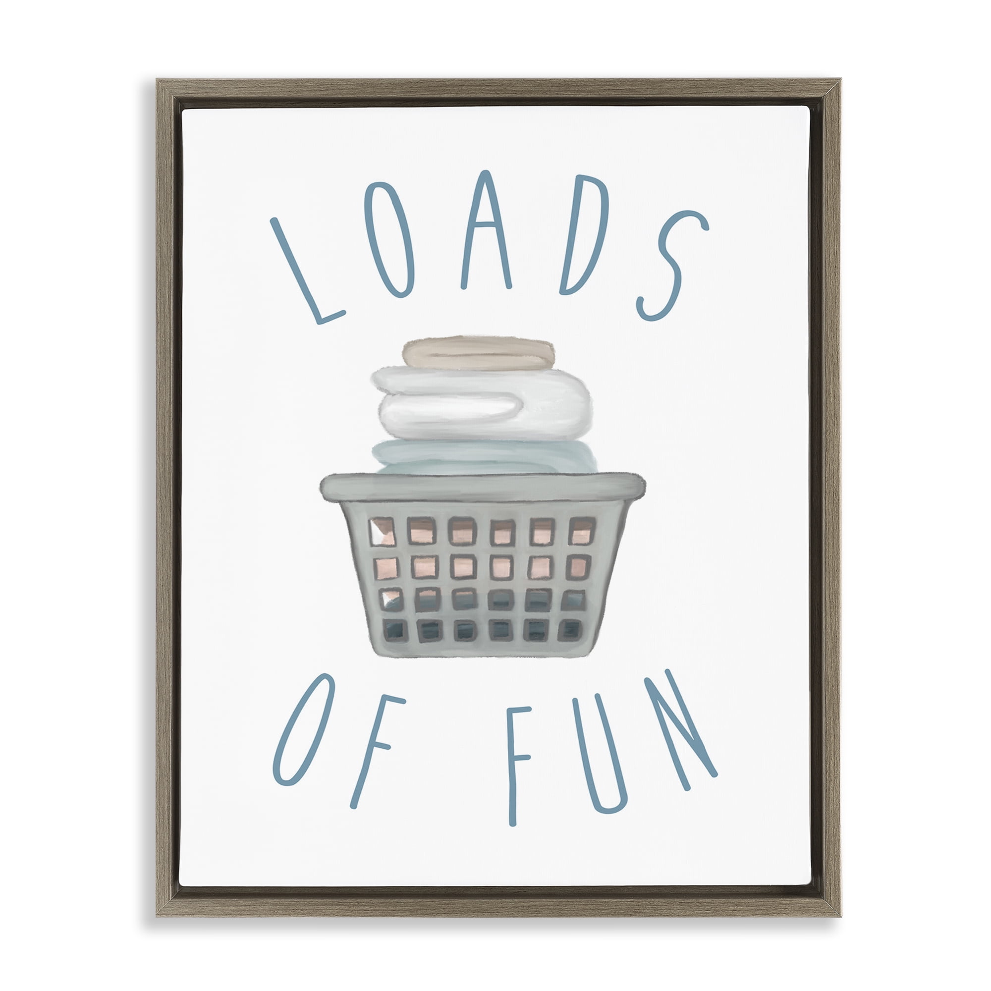Stupell Industries Loads Of Fun Laundry Basket Brown Framed Floater Canvas Wall Art, design by Elizabeth Medley