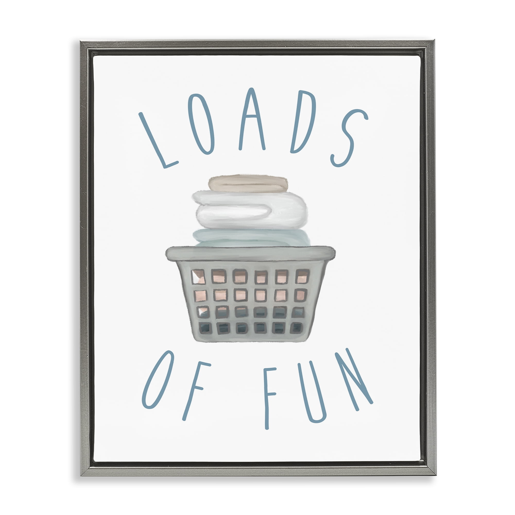 Stupell Industries Loads Of Fun Laundry Basket Gray Framed Floater Canvas Wall Art, design by Elizabeth Medley