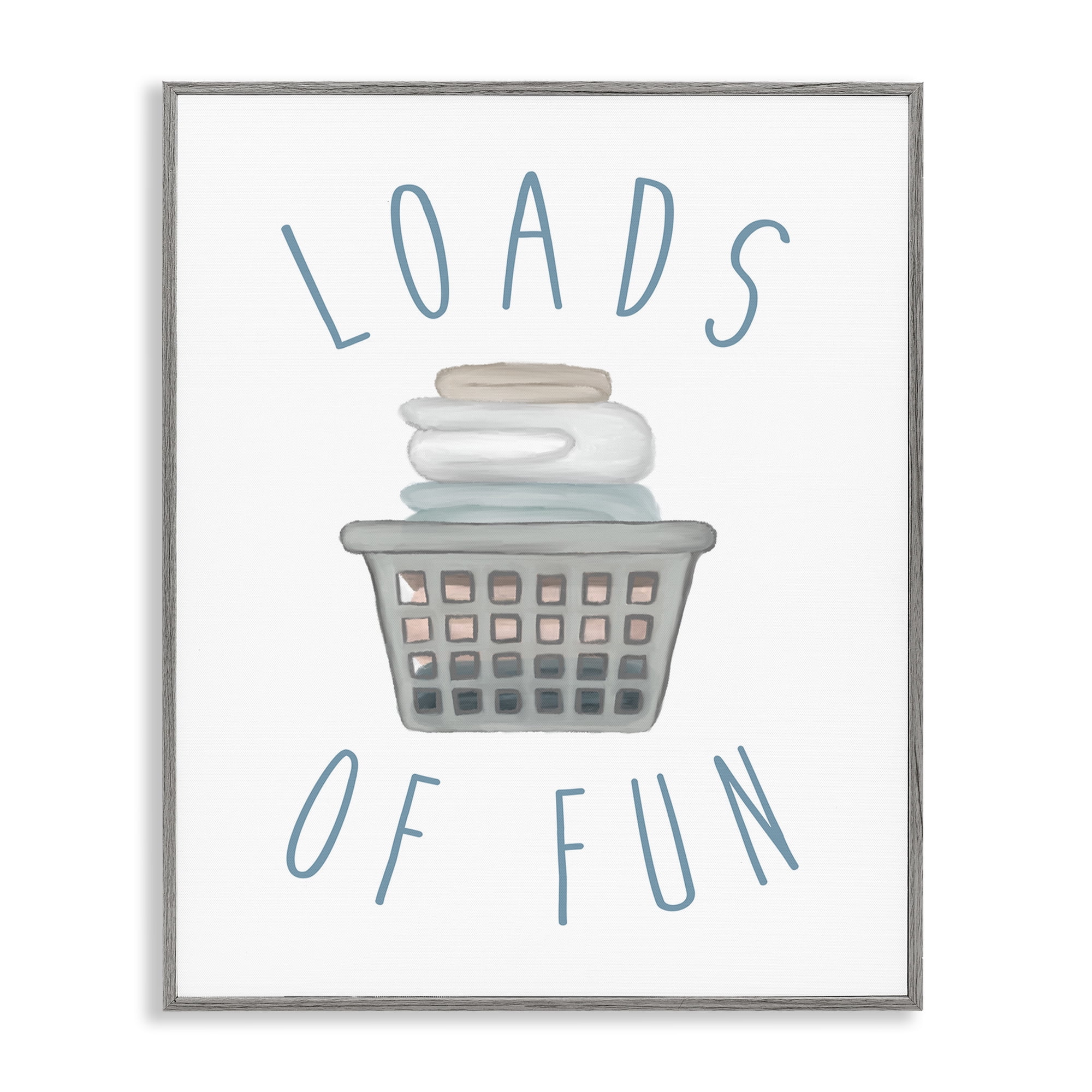 Stupell Industries Loads Of Fun Laundry Basket Gray Framed Giclee Art, design by Elizabeth Medley