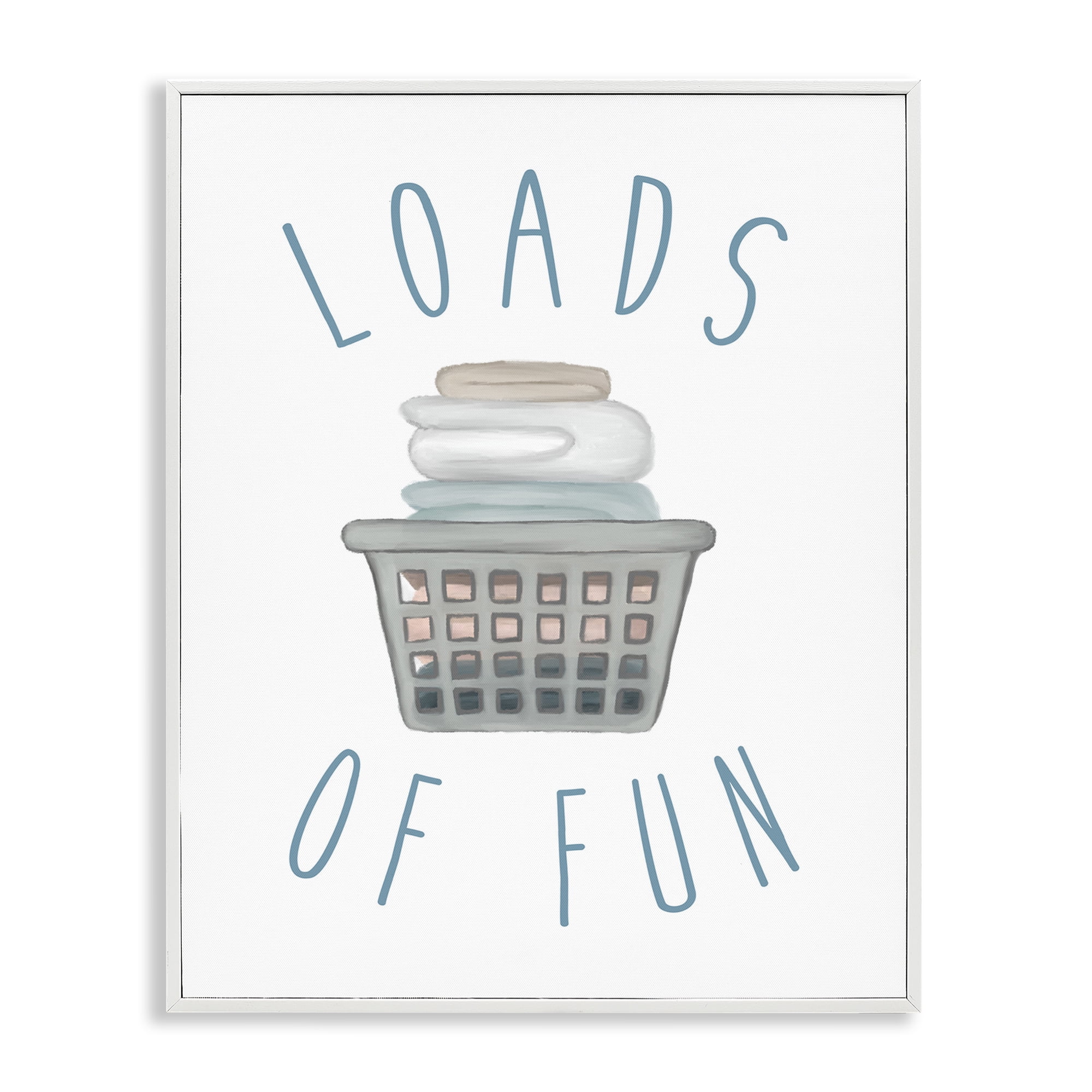 Stupell Industries Loads Of Fun Laundry Basket White Framed Giclee Art, design by Elizabeth Medley